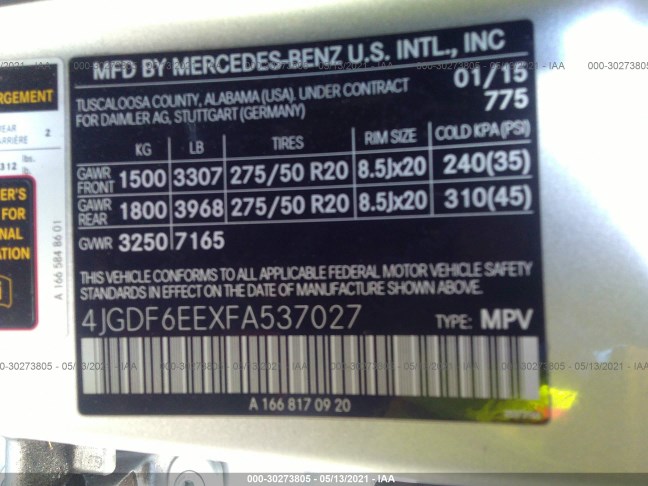 2015 MERCEDES-BENZ GL-CLASS, 4JGDF6EEXFA537027 - 9