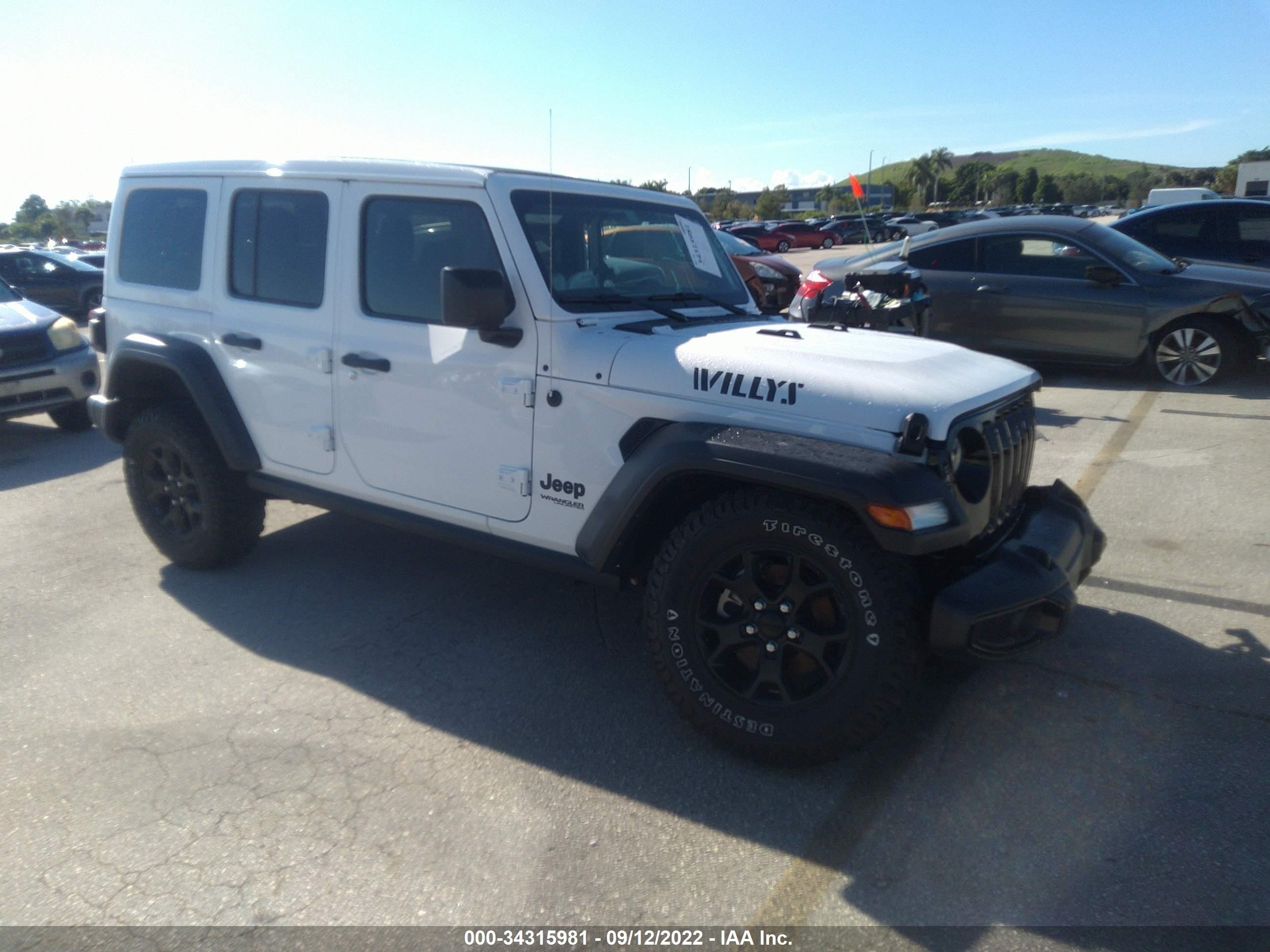 2021 Jeep Wrangler Unlimited Willys 4X4 vin: 1C4HJXDG0MW647422