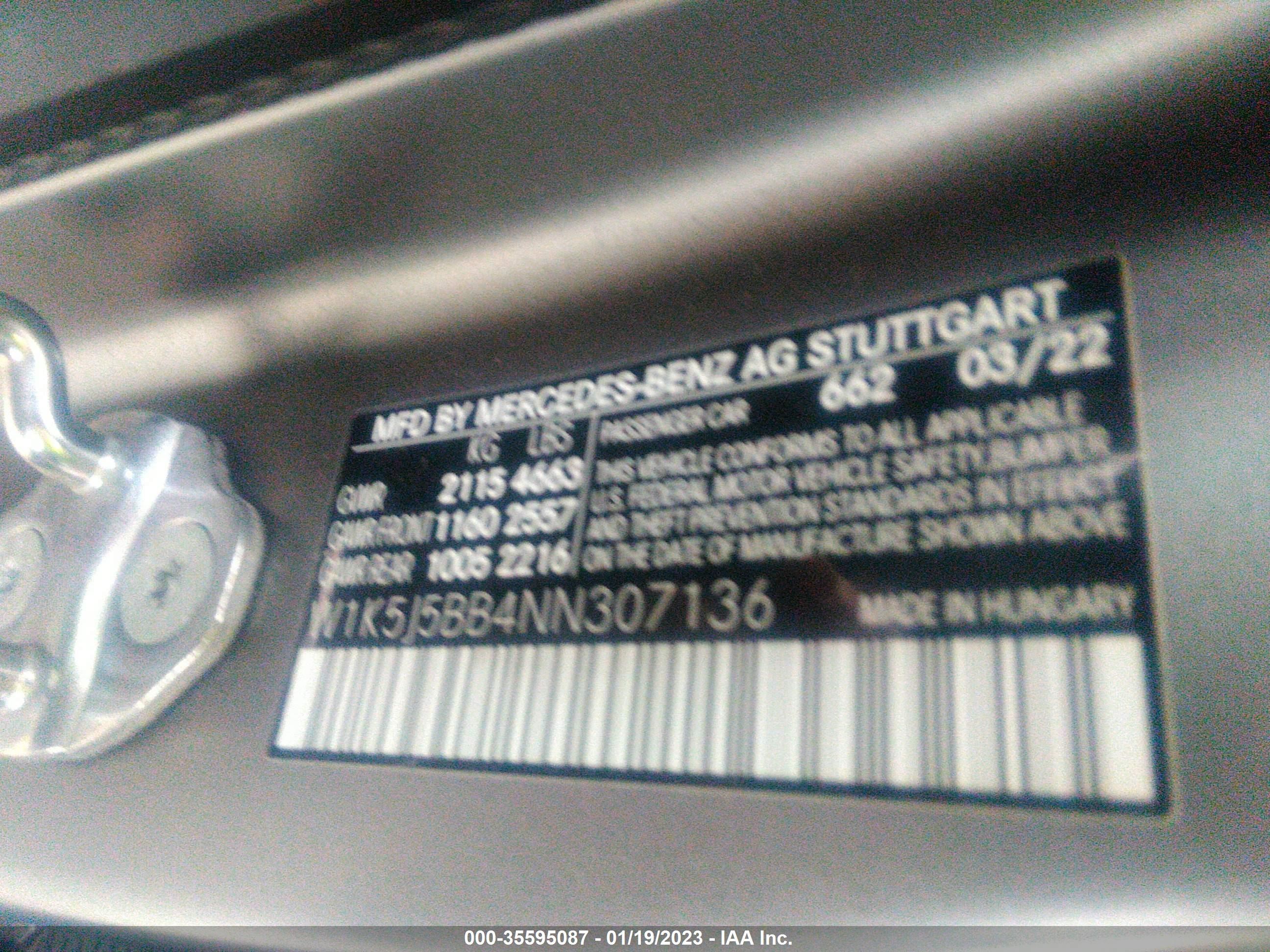 2022 Mercedes-Benz Amg Cla 35 vin: W1K5J5BB4NN307136