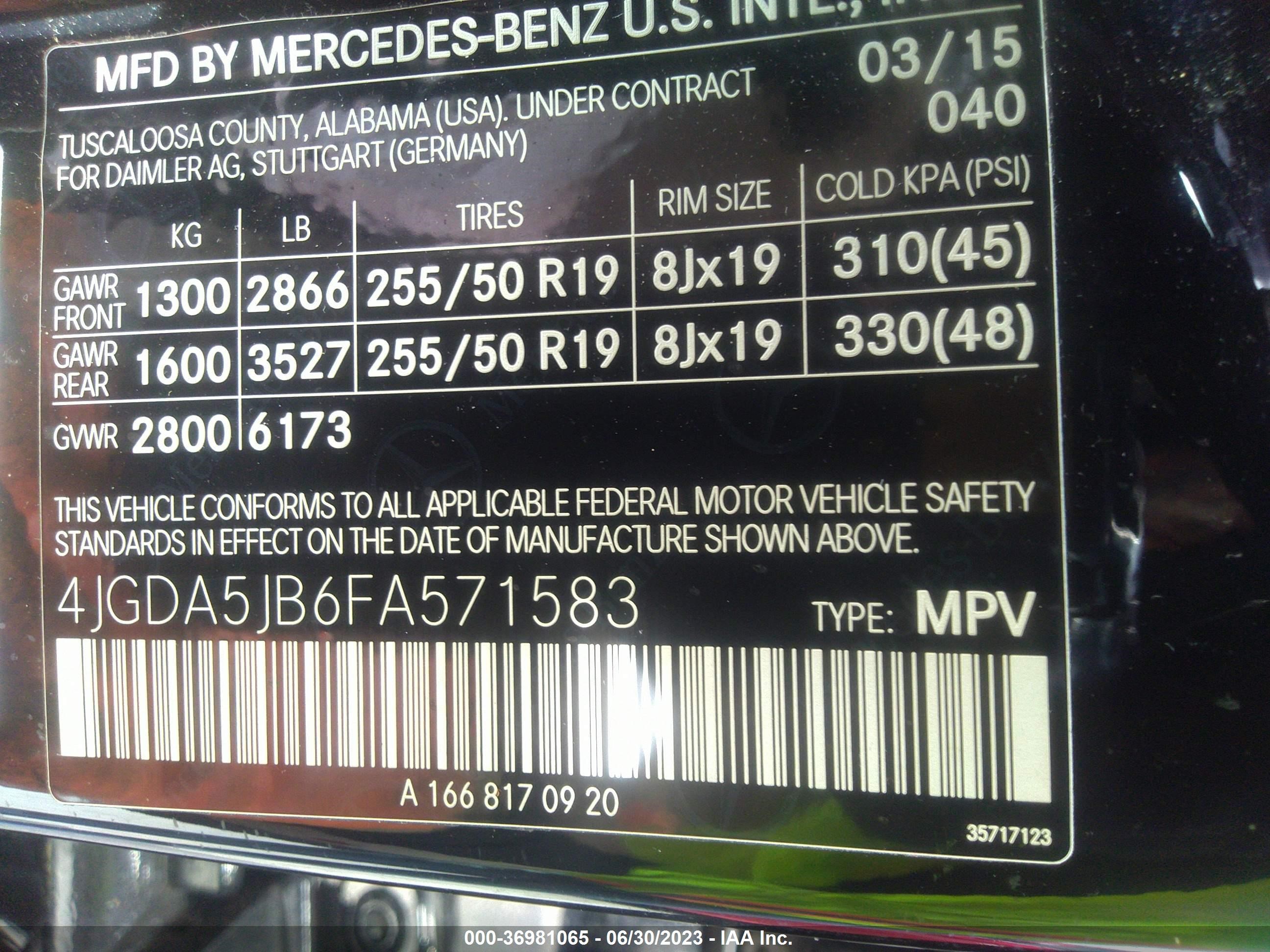 2015 Mercedes-Benz M-Class Ml 350 vin: 4JGDA5JB6FA571583