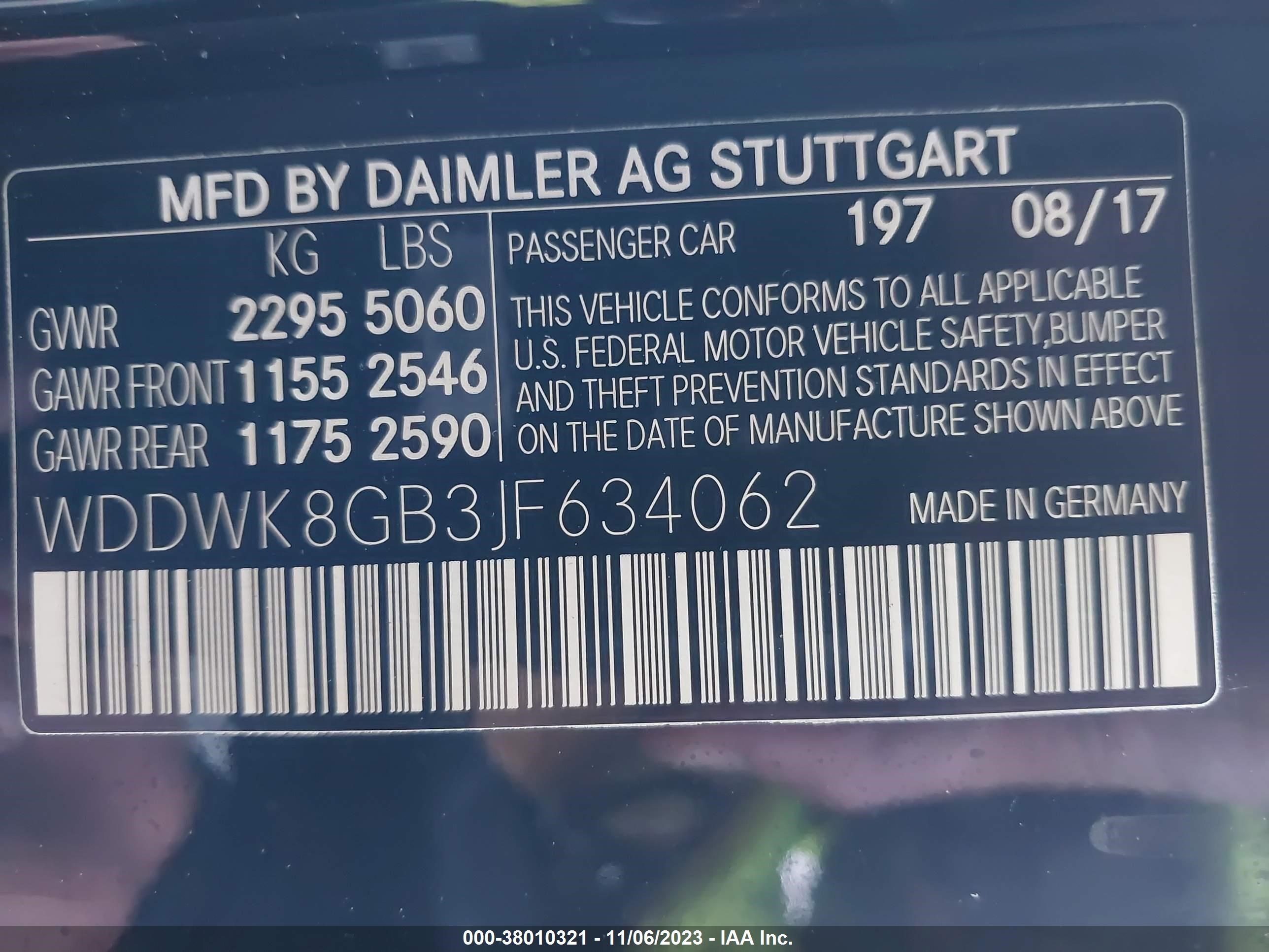 2018 Mercedes-Benz Amg C 63 vin: WDDWK8GB3JF634062