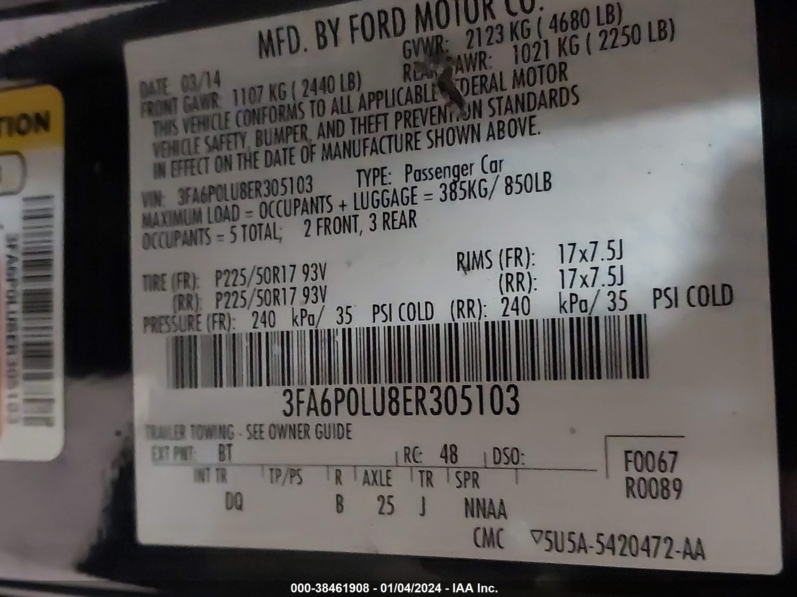 2014 Ford Fusion Hybrid Se vin: 3FA6P0LU8ER305103