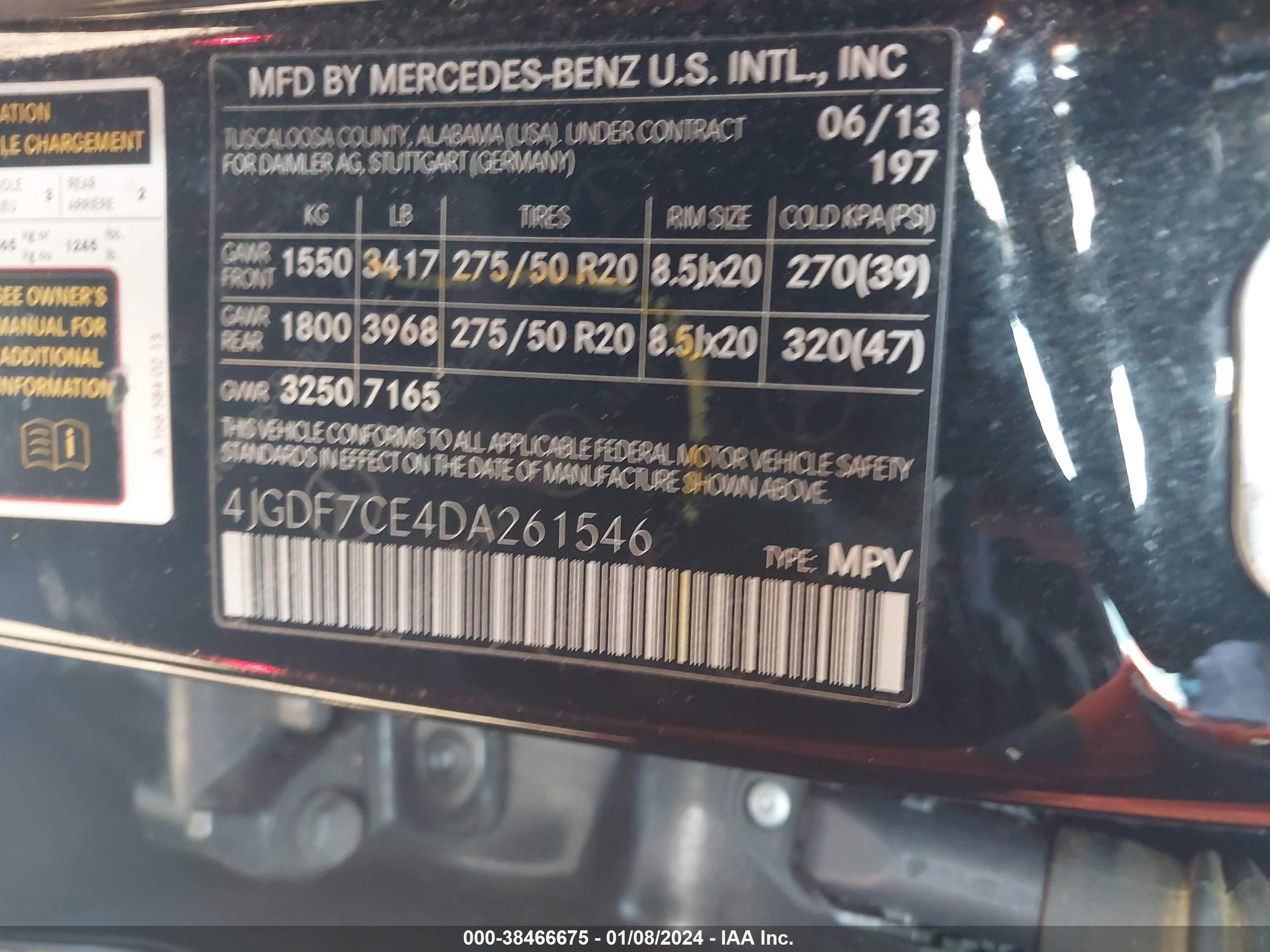 2013 Mercedes-Benz Gl 450 4Matic vin: 4JGDF7CE4DA261546