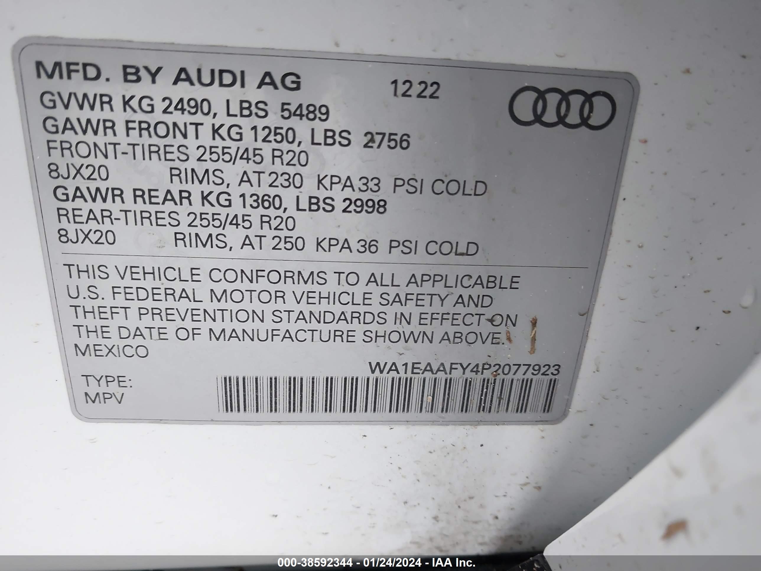 2023 Audi Q5 Premium Plus 45 Tfsi S Line Quattro vin: WA1EAAFY4P2077923