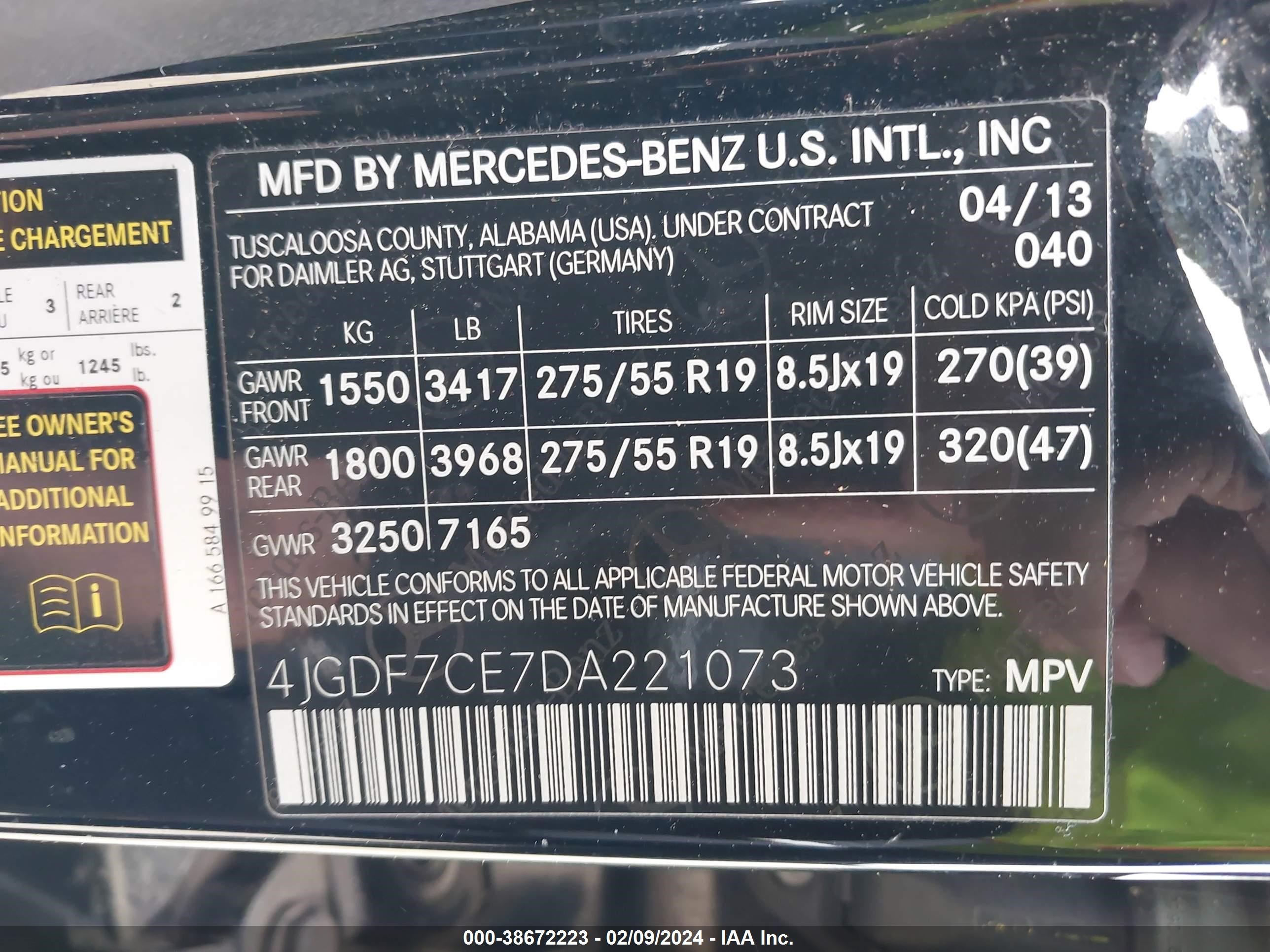 2013 Mercedes-Benz Gl 450 4Matic vin: 4JGDF7CE7DA221073
