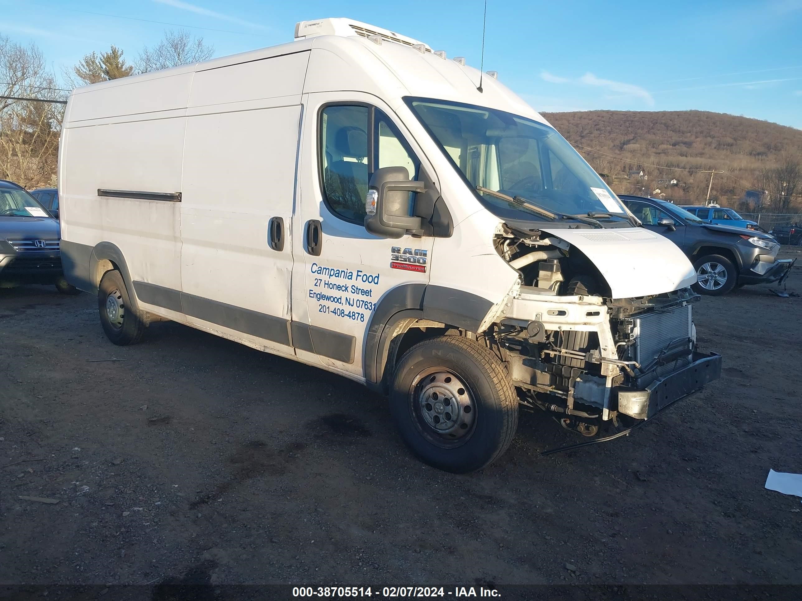 2017 Ram Promaster 3500 Cargo Van High Roof 159 Wb Ext vin: 3C6URVJG8HE523681