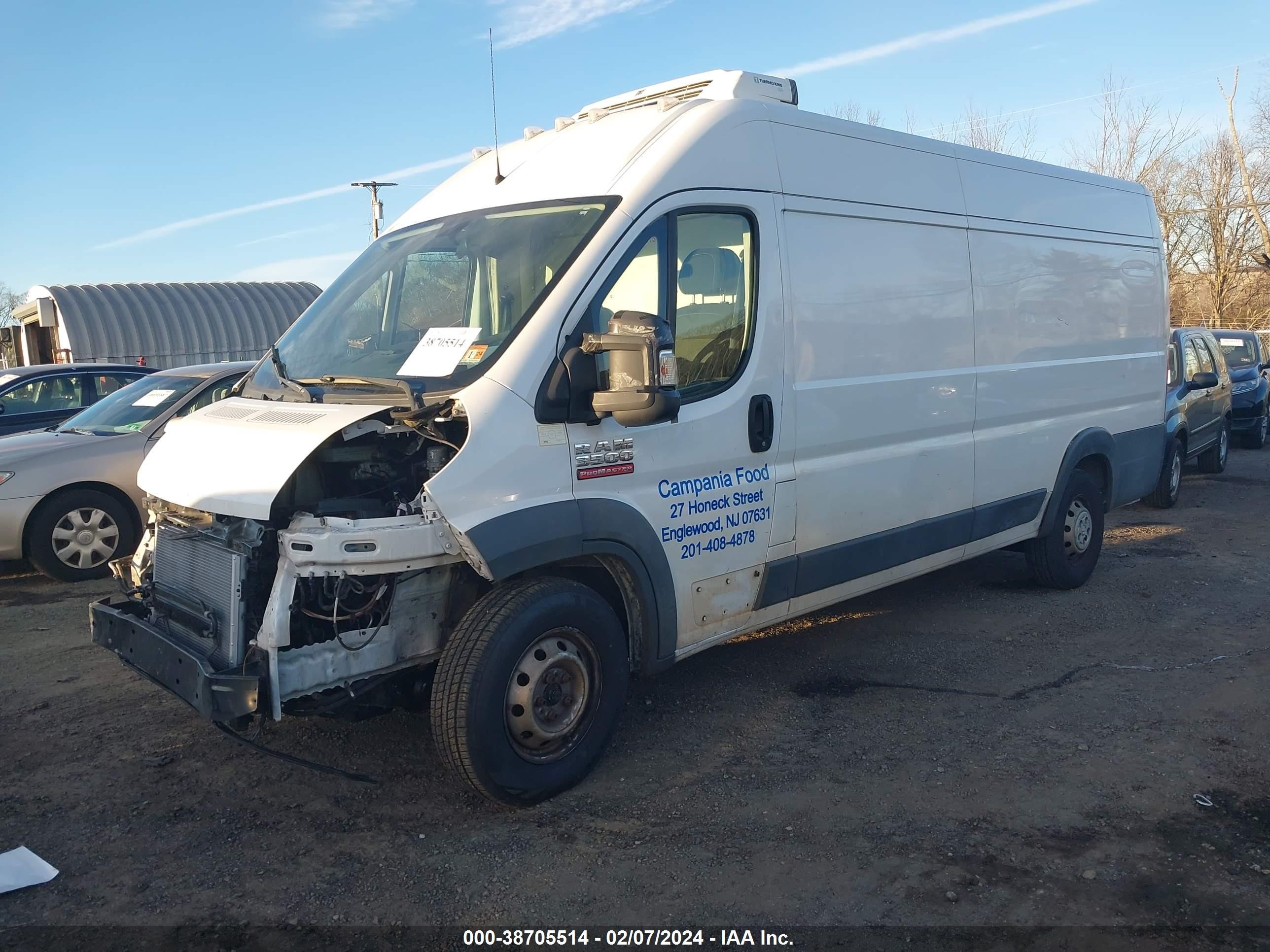 2017 Ram Promaster 3500 Cargo Van High Roof 159 Wb Ext vin: 3C6URVJG8HE523681