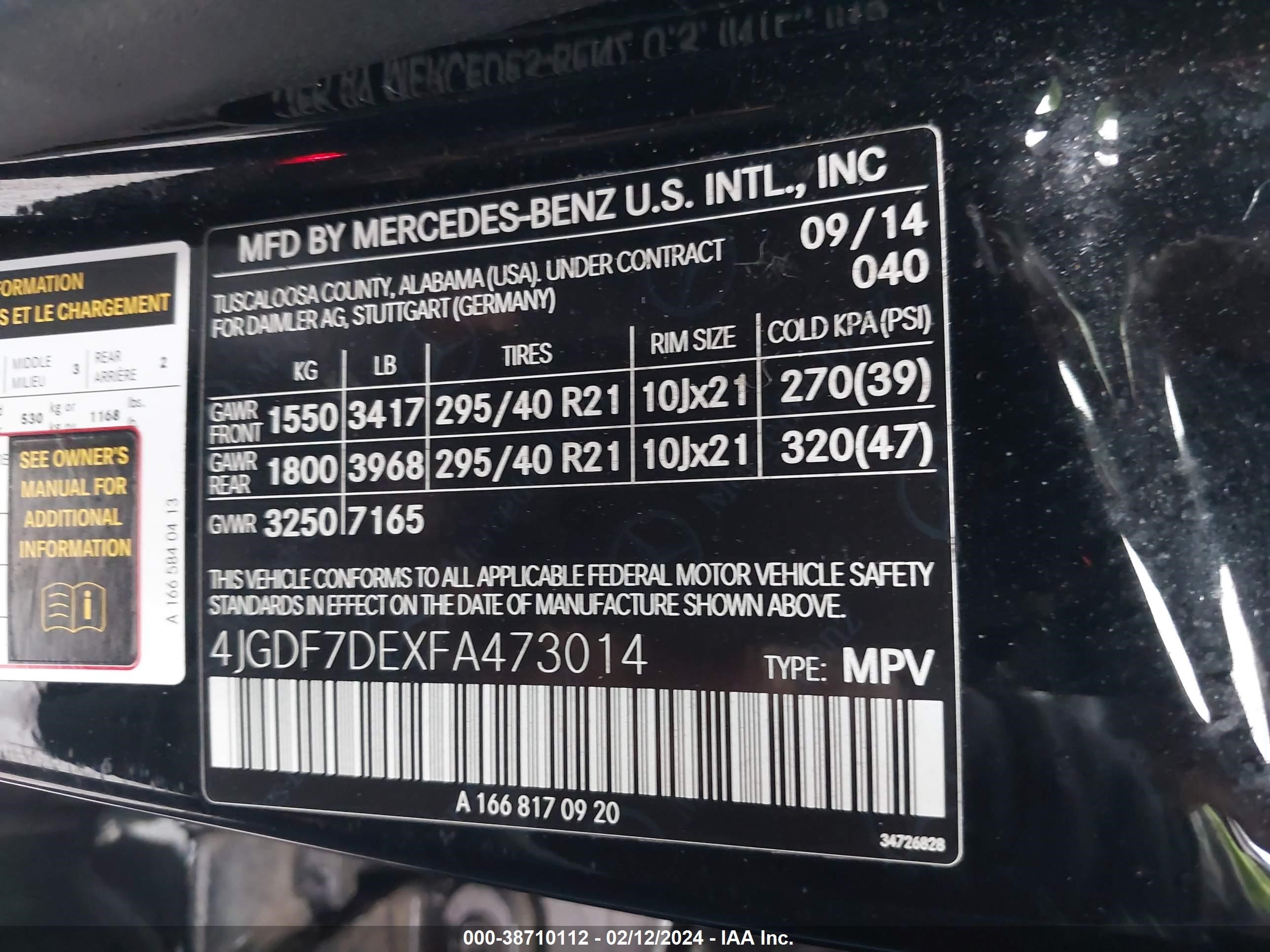 2015 Mercedes-Benz Gl 550 4Matic vin: 4JGDF7DEXFA473014