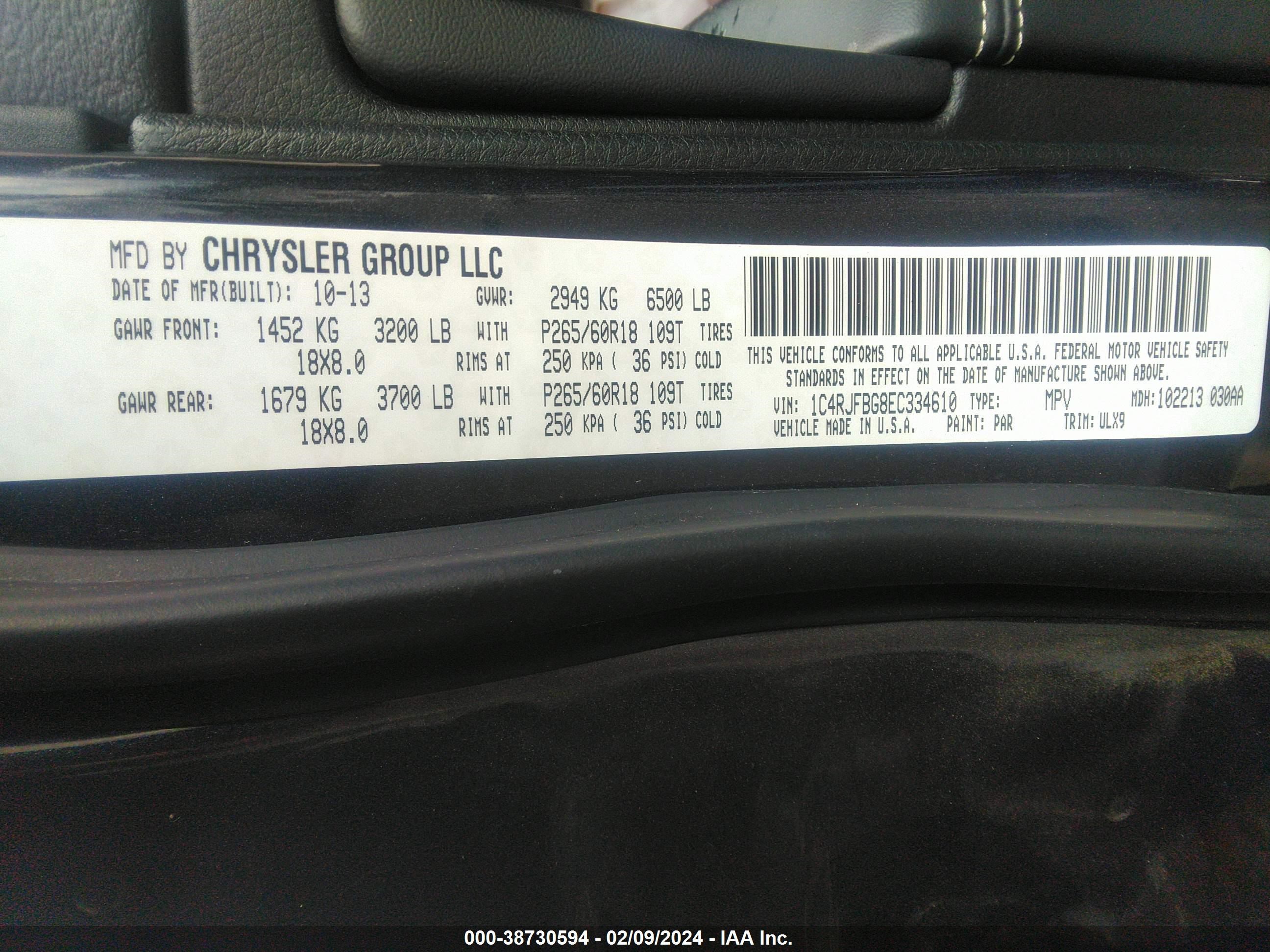 2014 Jeep Grand Cherokee Limited vin: 1C4RJFBG8EC334610