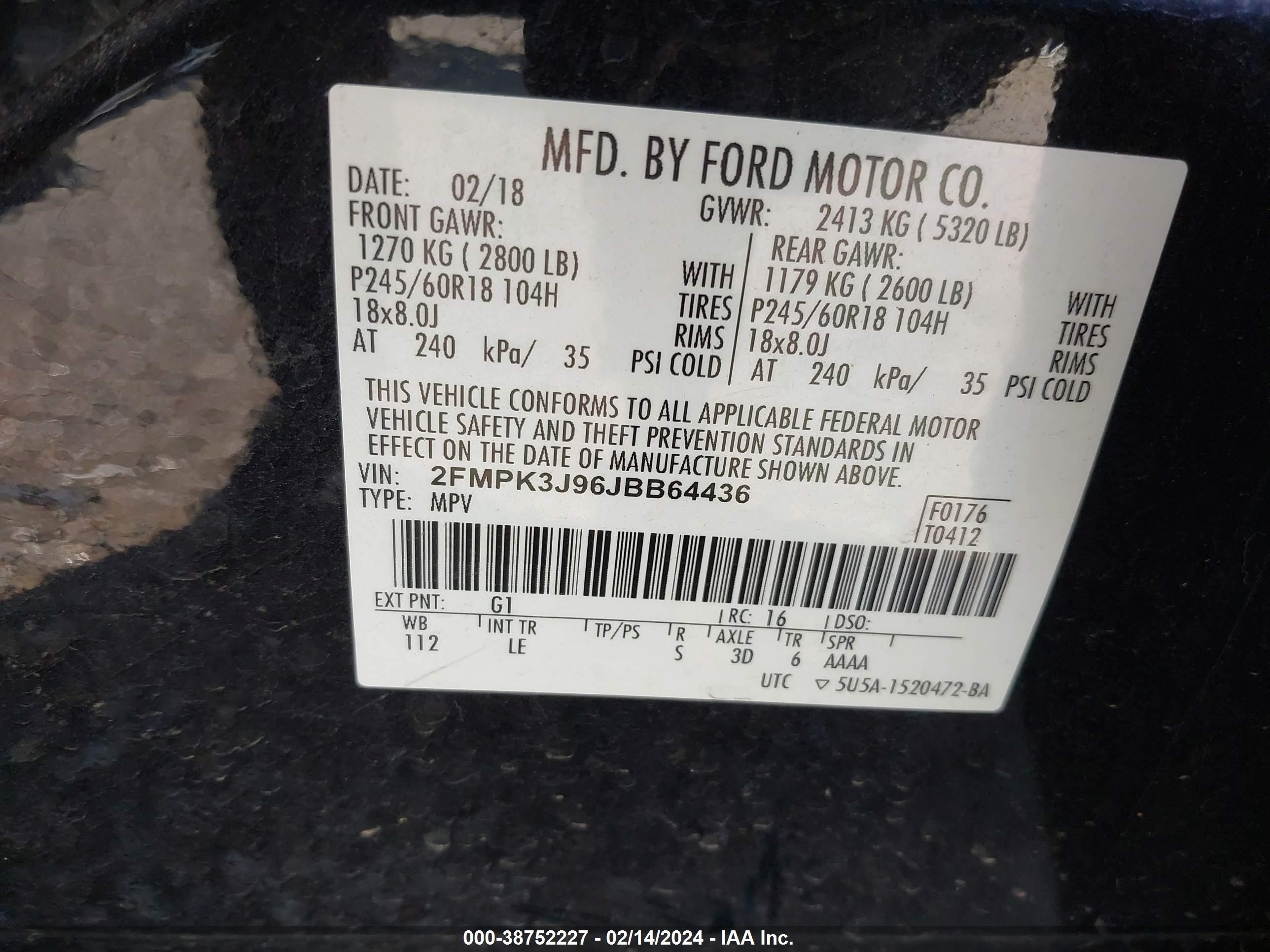 2018 Ford Edge Sel vin: 2FMPK3J96JBB64436