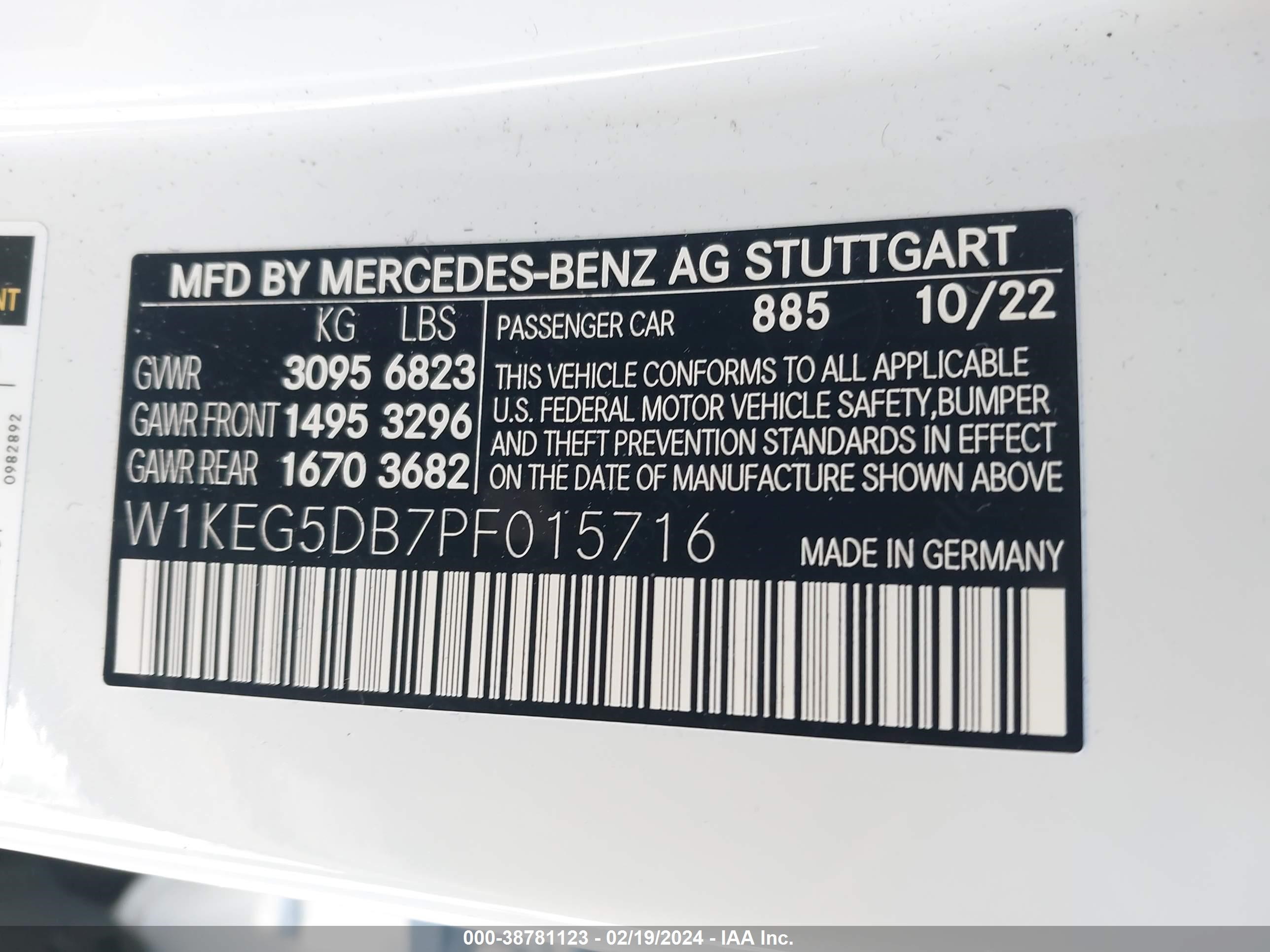2023 Mercedes-Benz Eqe Amg Eqe vin: W1KEG5DB7PF015716