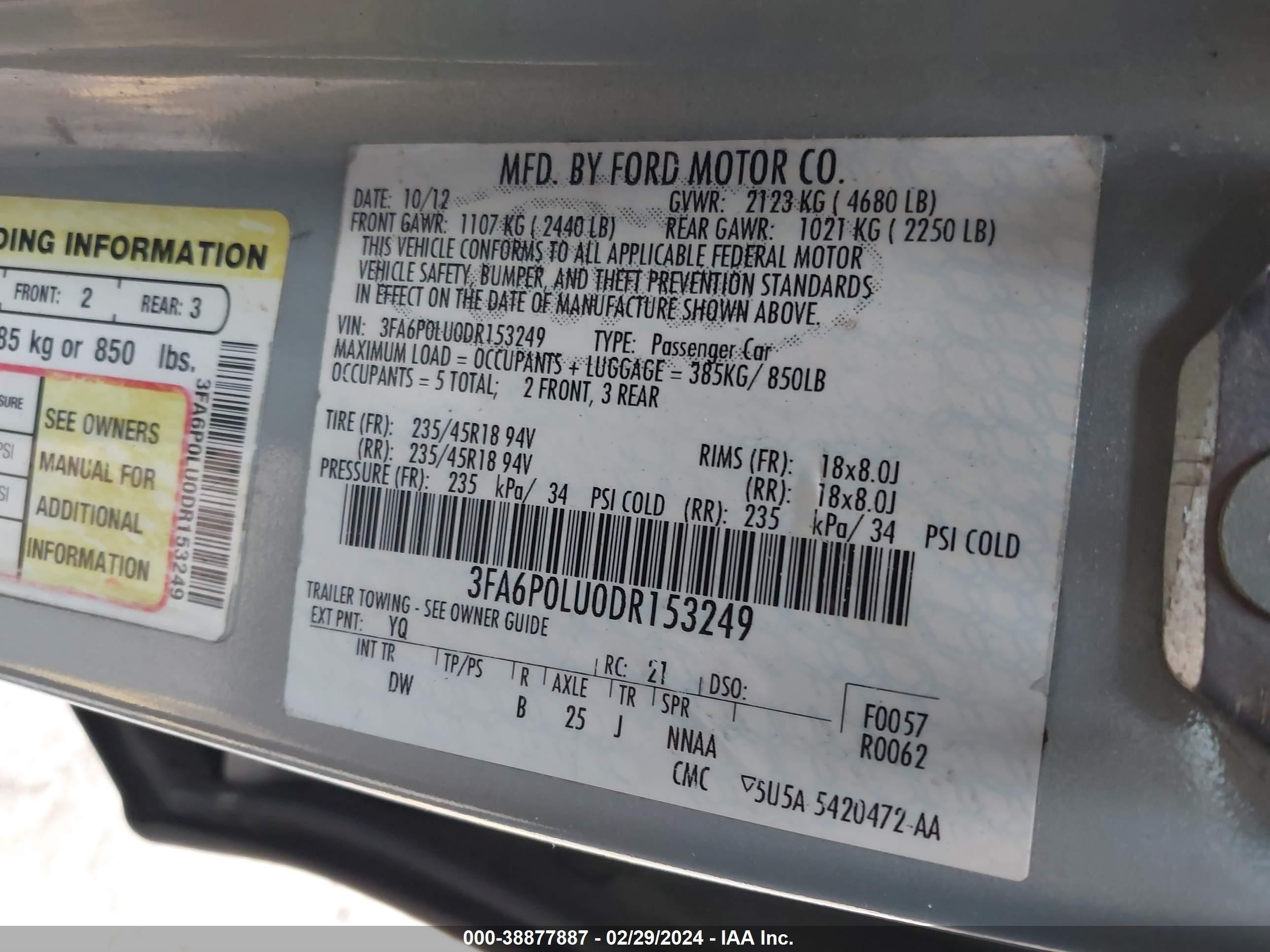 2013 Ford Fusion Hybrid Se vin: 3FA6P0LU0DR153249