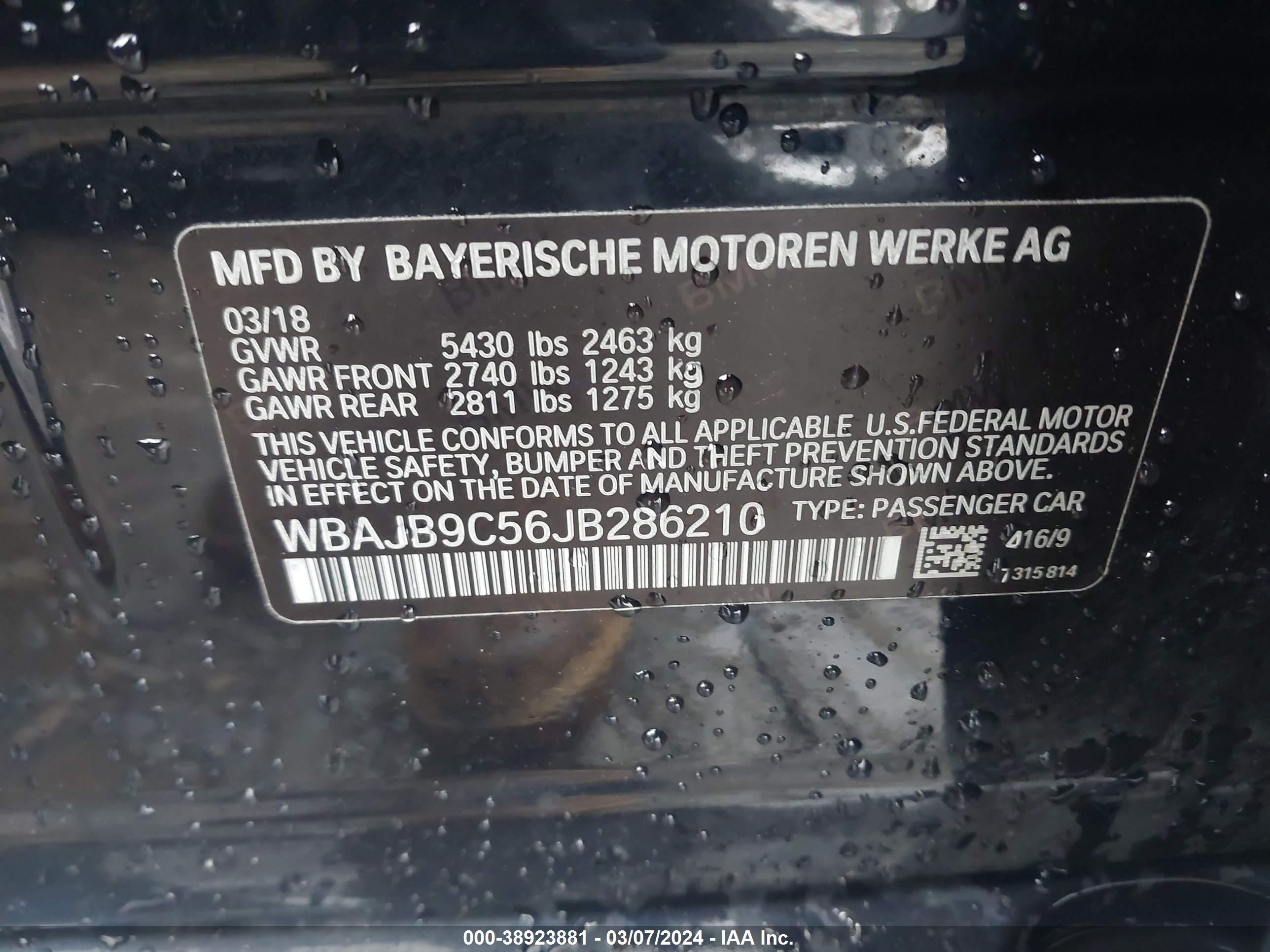 2018 BMW M550I xDrive vin: WBAJB9C56JB286210