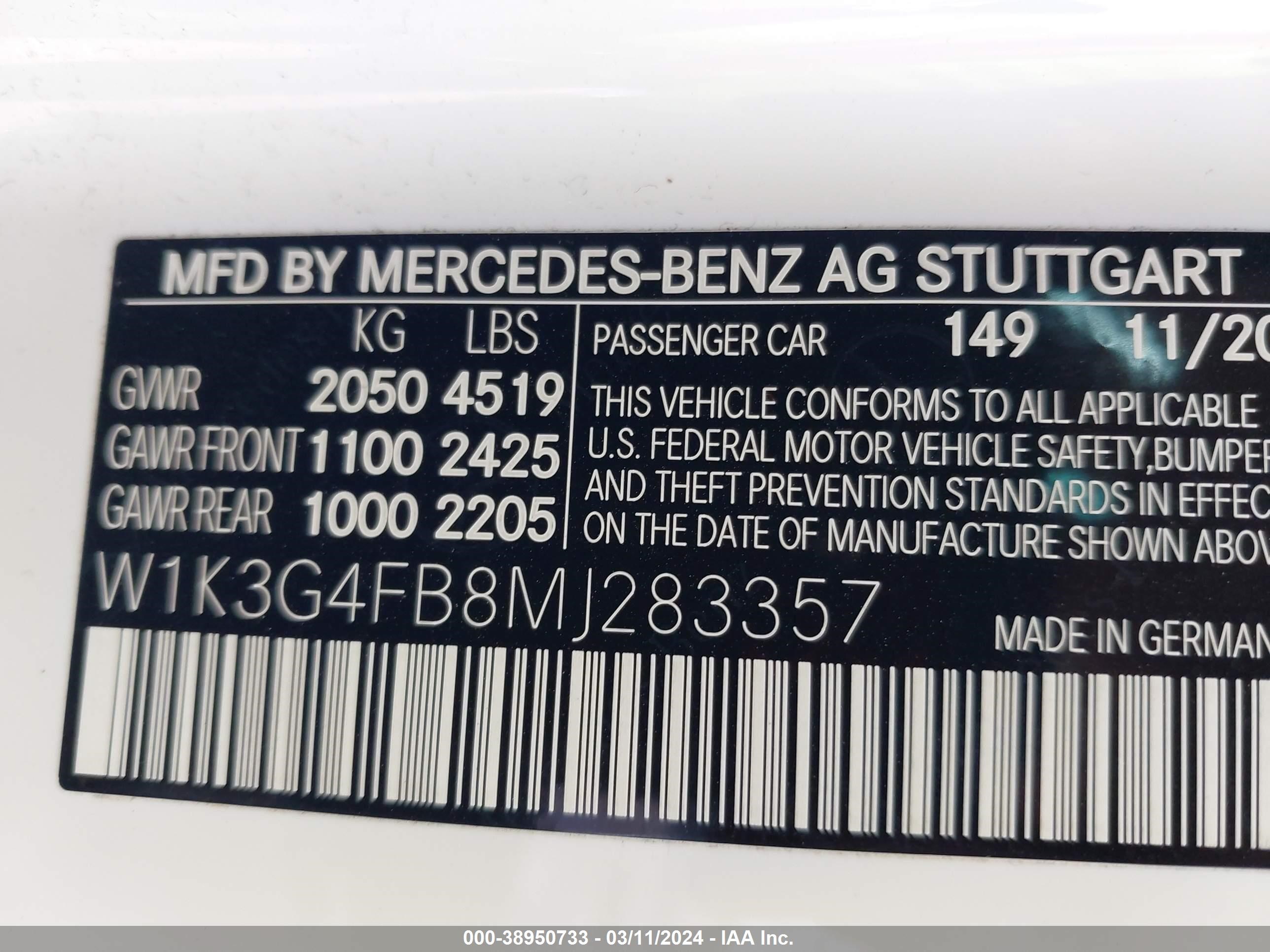 2021 Mercedes-Benz A 220 4Matic vin: W1K3G4FB8MJ283357