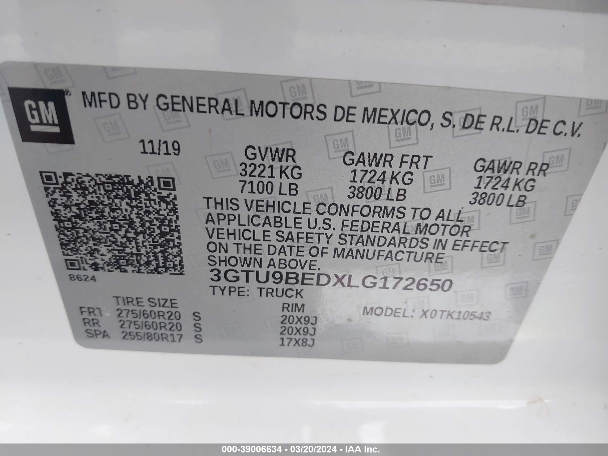 2020 GMC Sierra 1500 4Wd Short Box Sle vin: 3GTU9BEDXLG172650