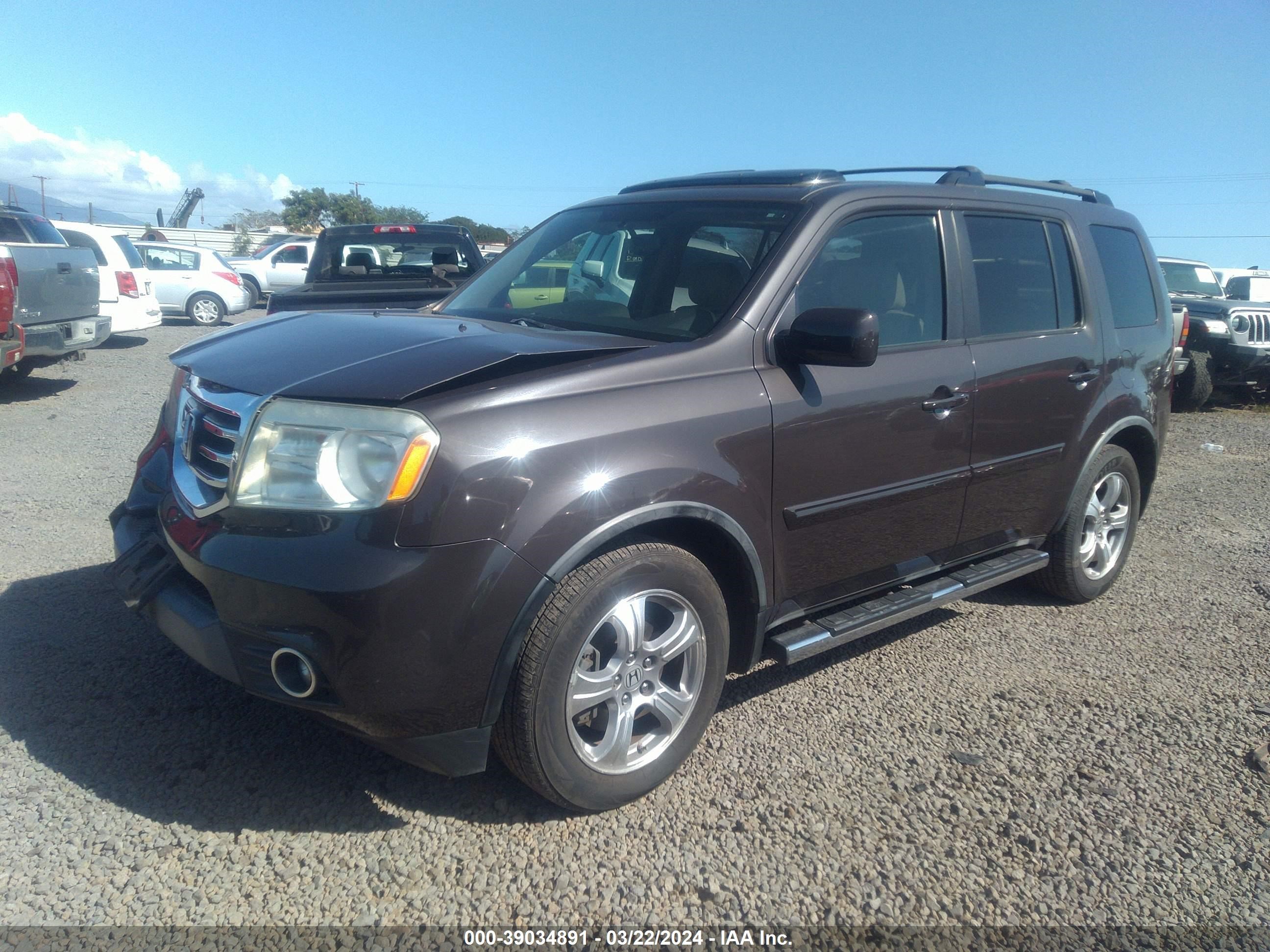 2013 Honda Pilot Ex-L vin: 5FNYF4H59DB040609