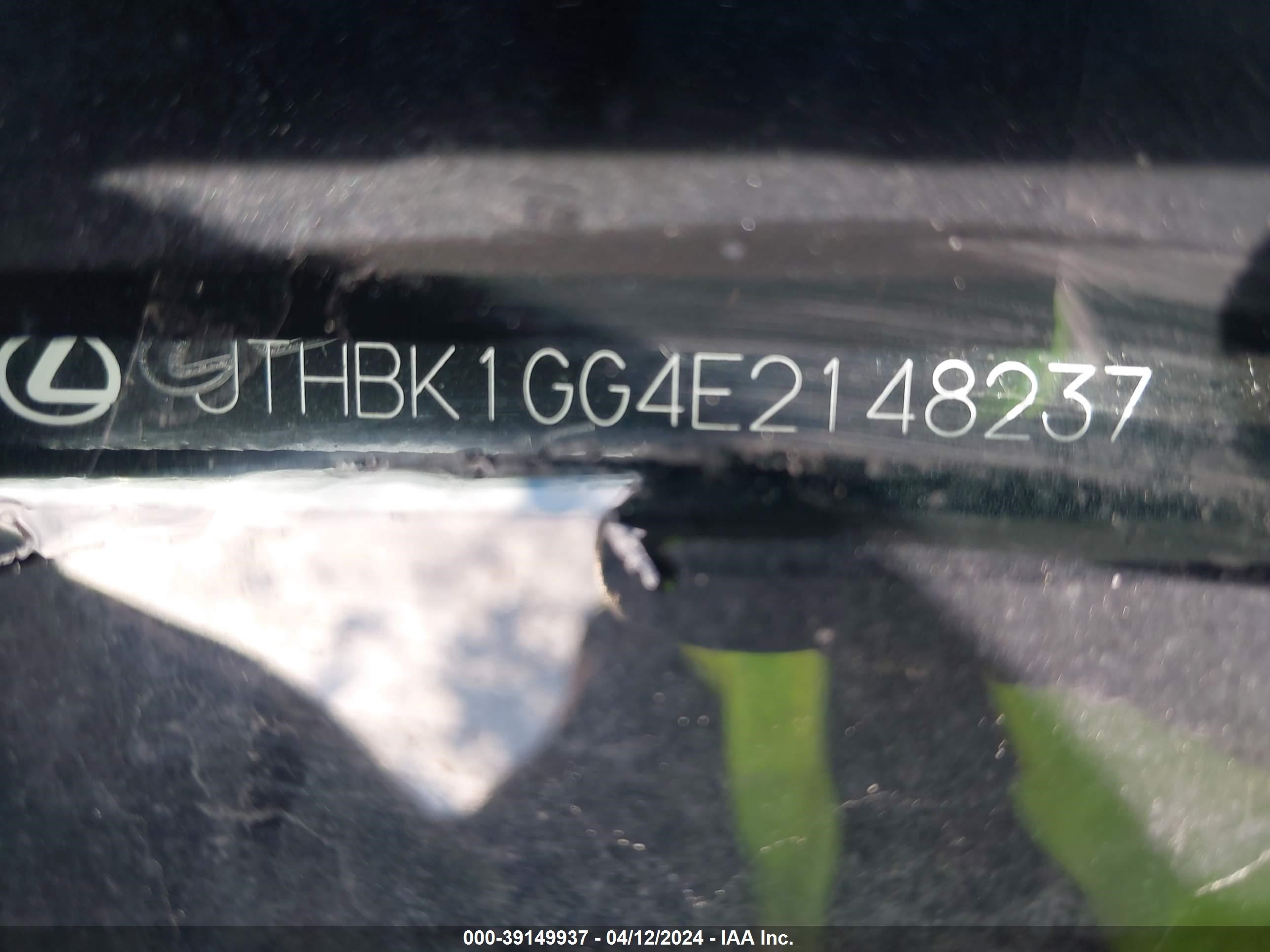 2014 Lexus Es 350 vin: JTHBK1GG4E2148237