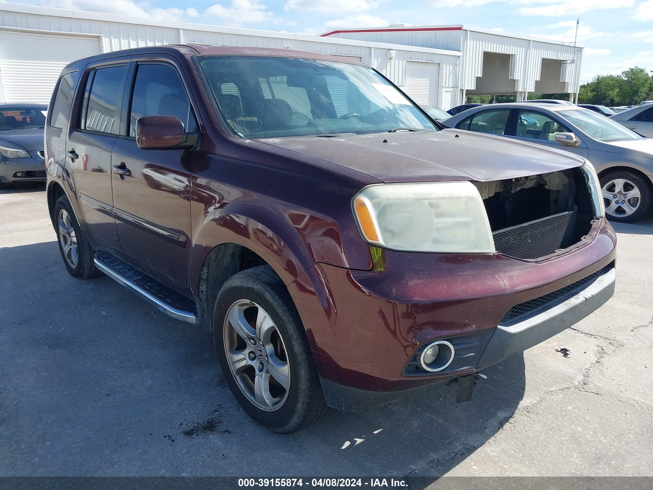 2013 Honda Pilot Ex-L vin: 5FNYF3H54DB032878