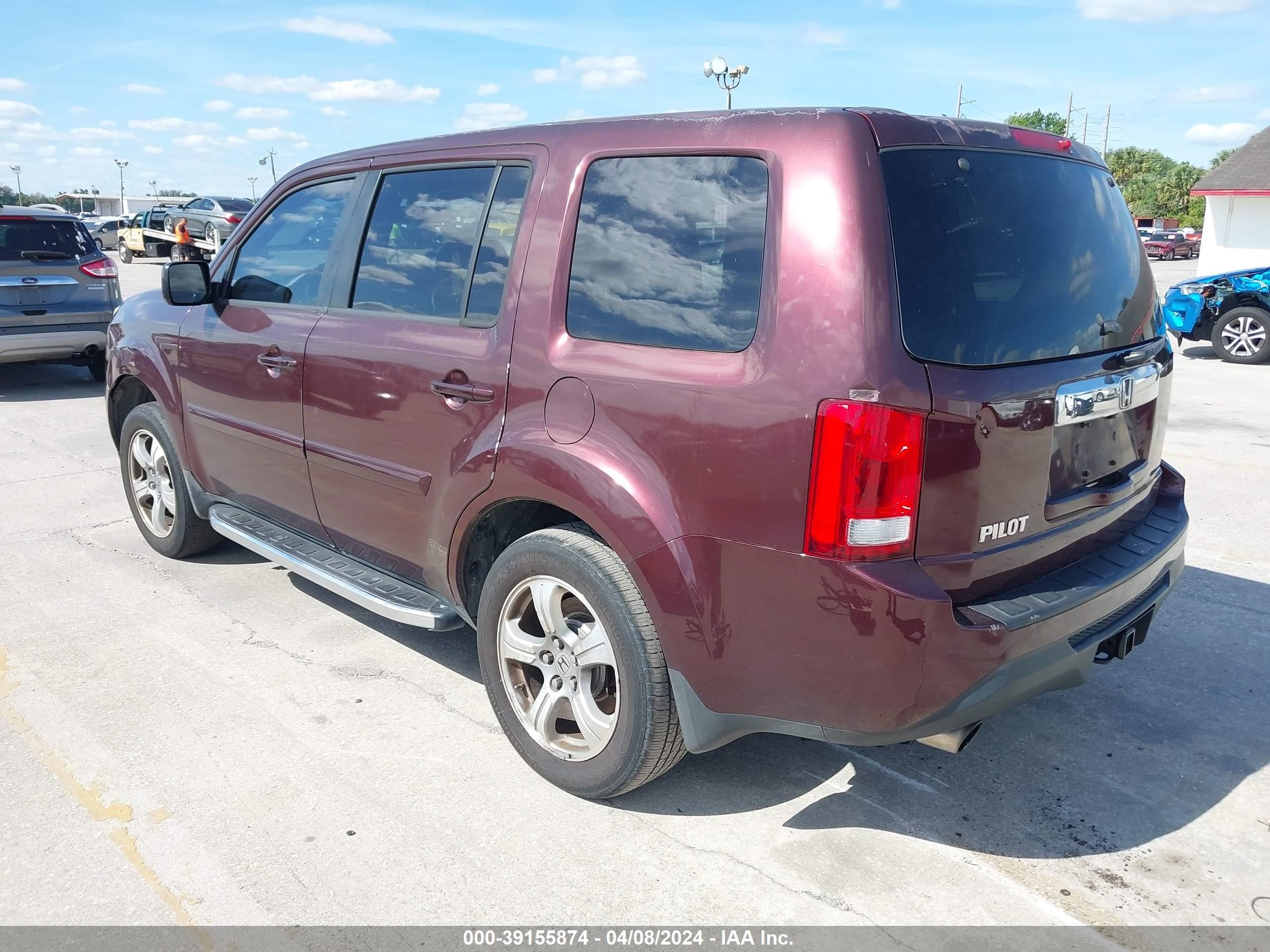 2013 Honda Pilot Ex-L vin: 5FNYF3H54DB032878