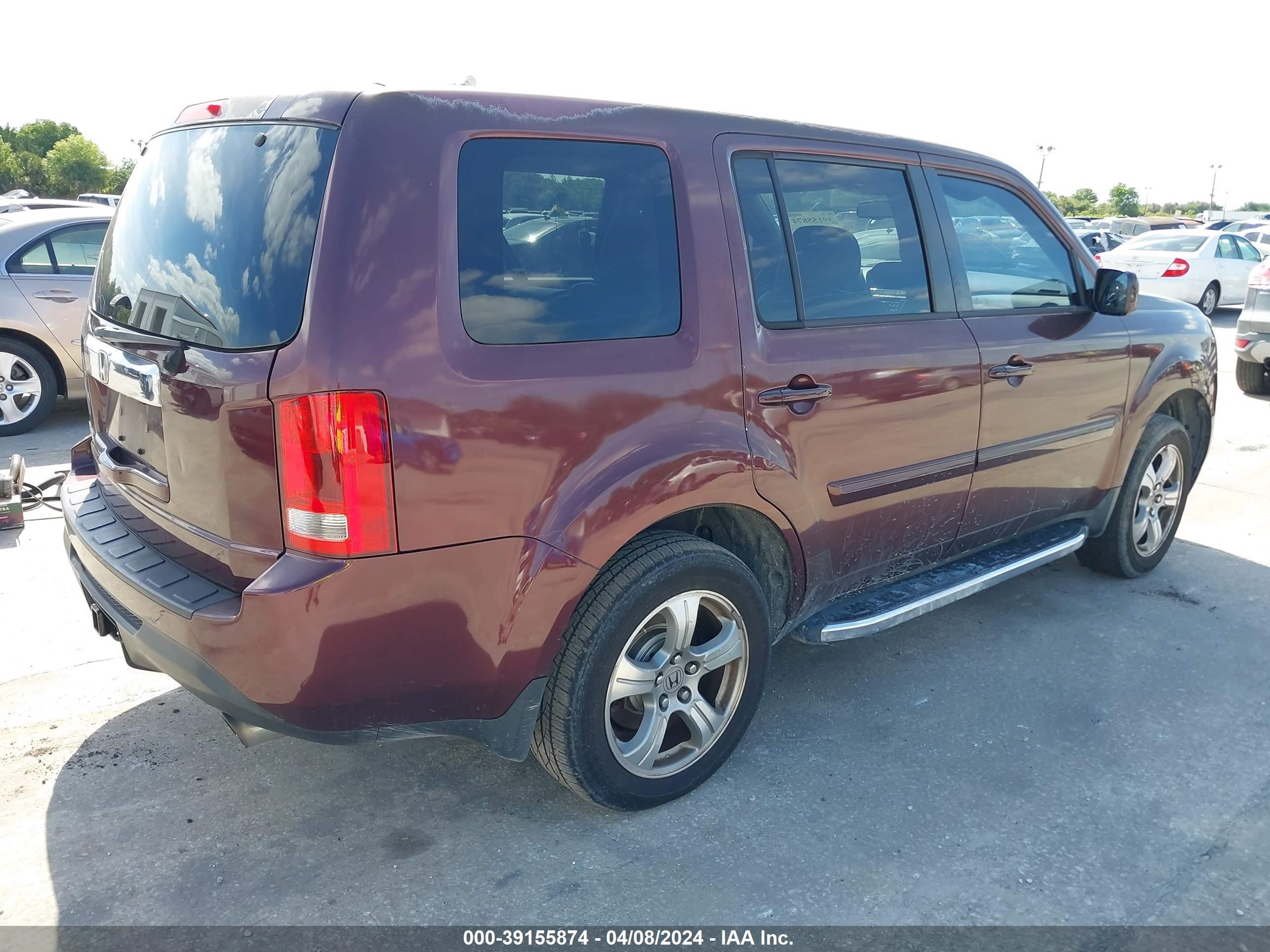 2013 Honda Pilot Ex-L vin: 5FNYF3H54DB032878