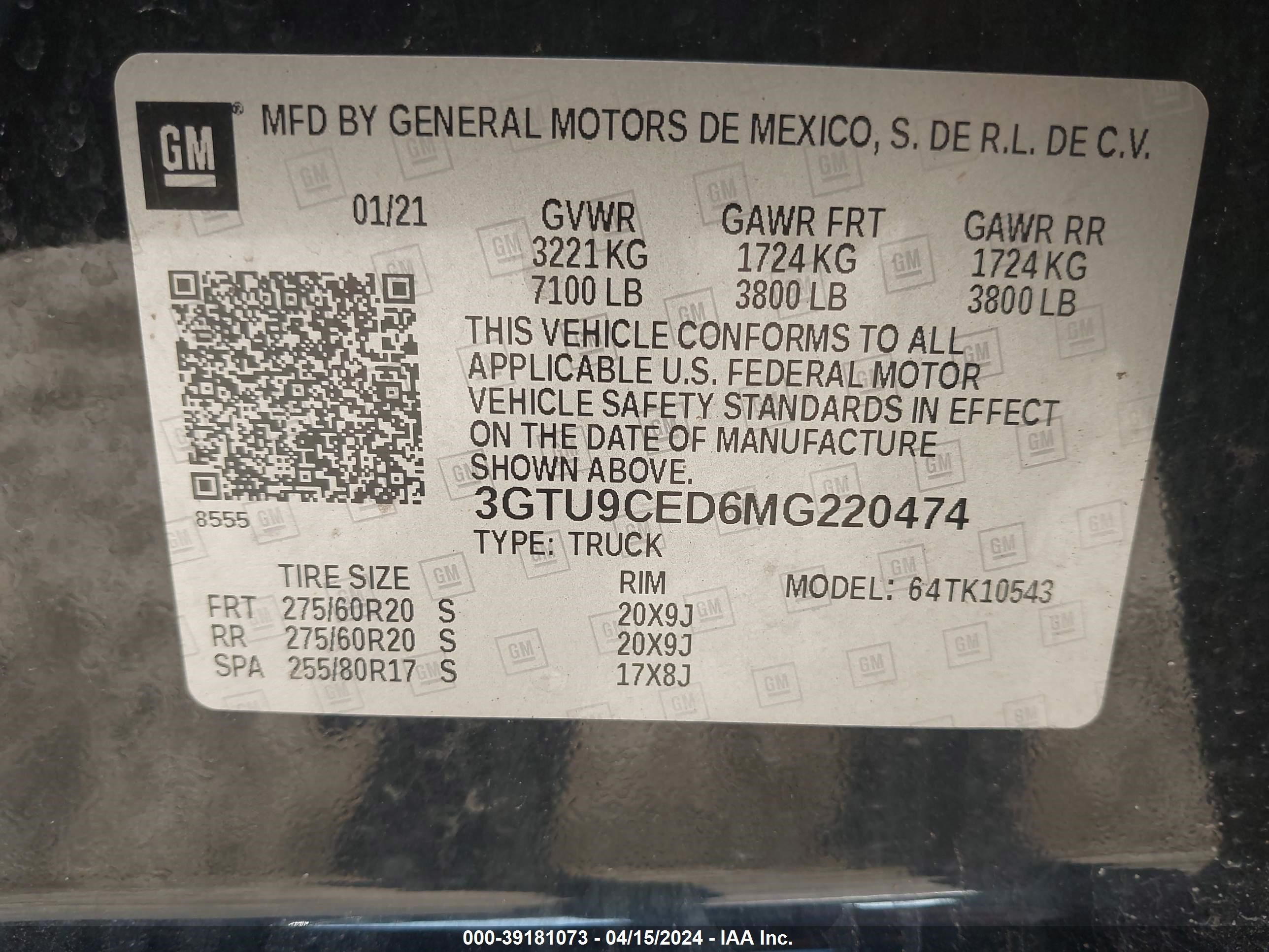 2021 GMC Sierra 1500 Elevation vin: 3GTU9CED6MG220474