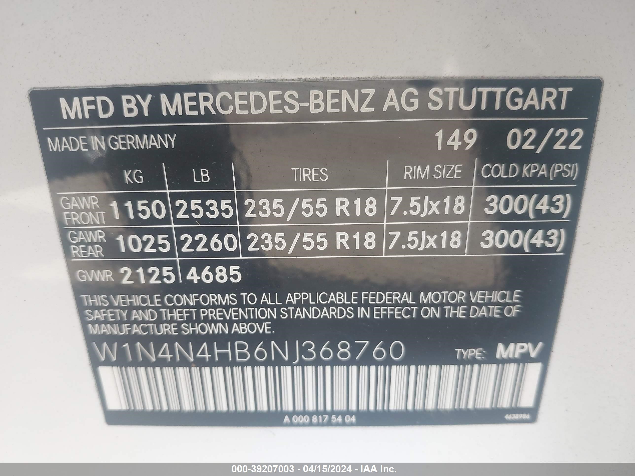 2022 Mercedes-Benz Gla 250 4Matic vin: W1N4N4HB6NJ368760