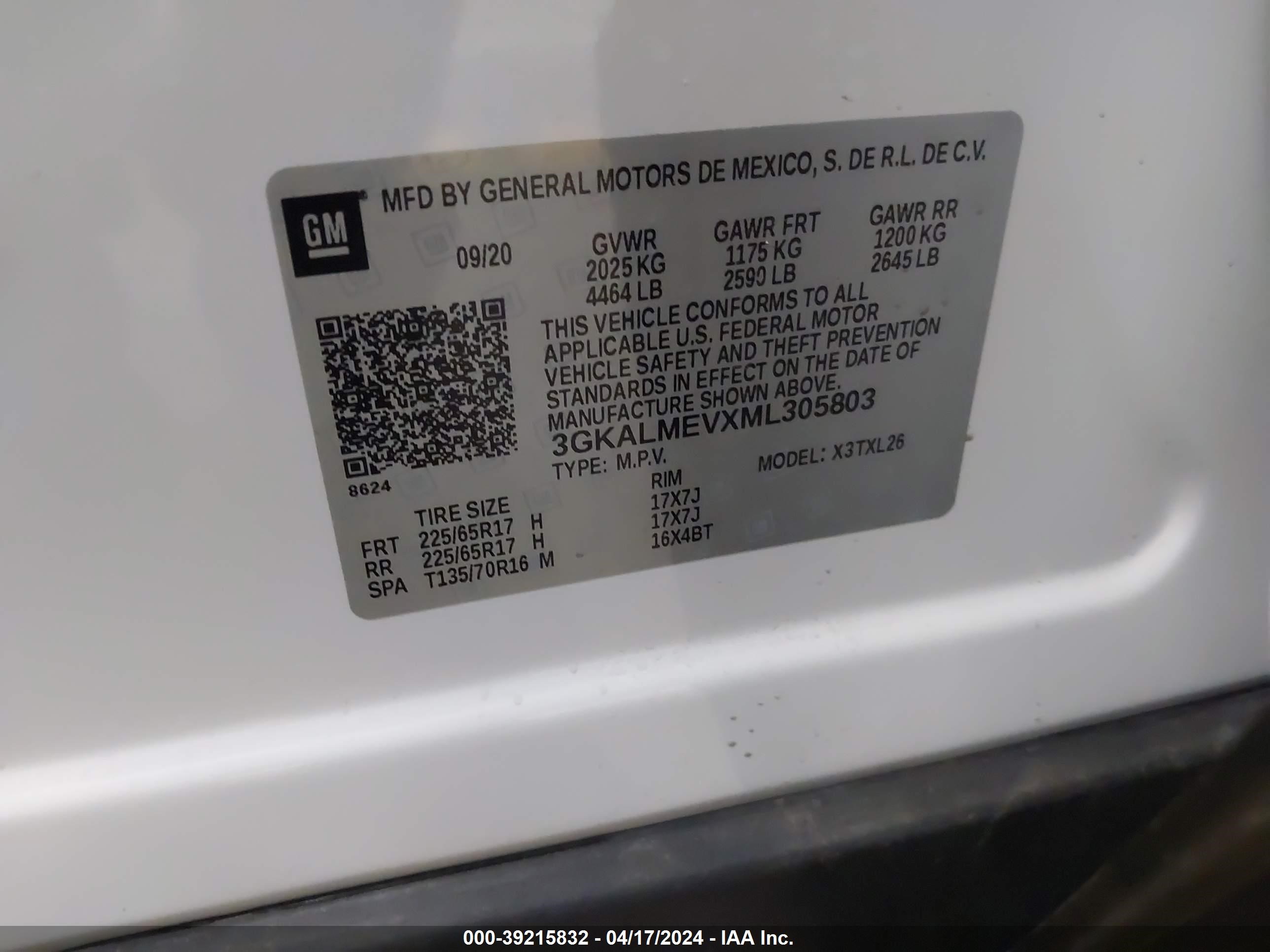 2021 GMC Terrain Fwd Sle vin: 3GKALMEVXML305803