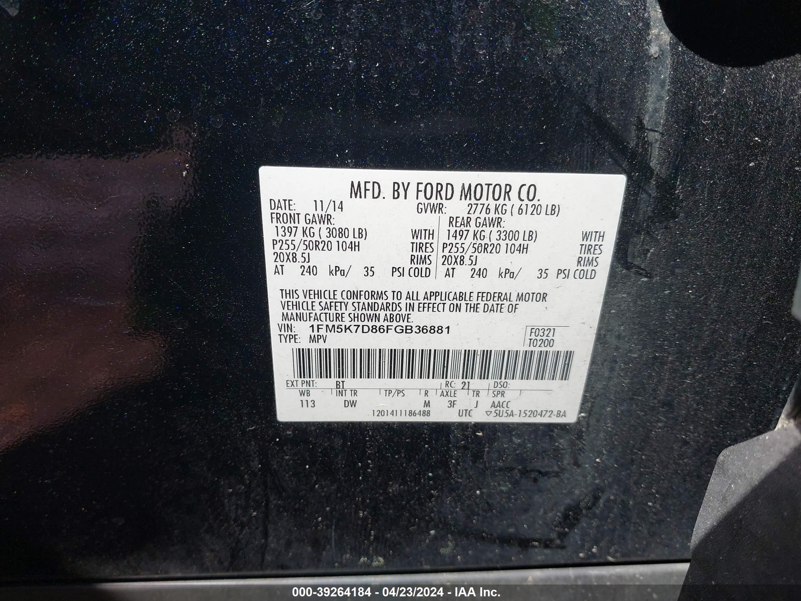 2015 Ford Explorer Xlt vin: 1FM5K7D86FGB36881