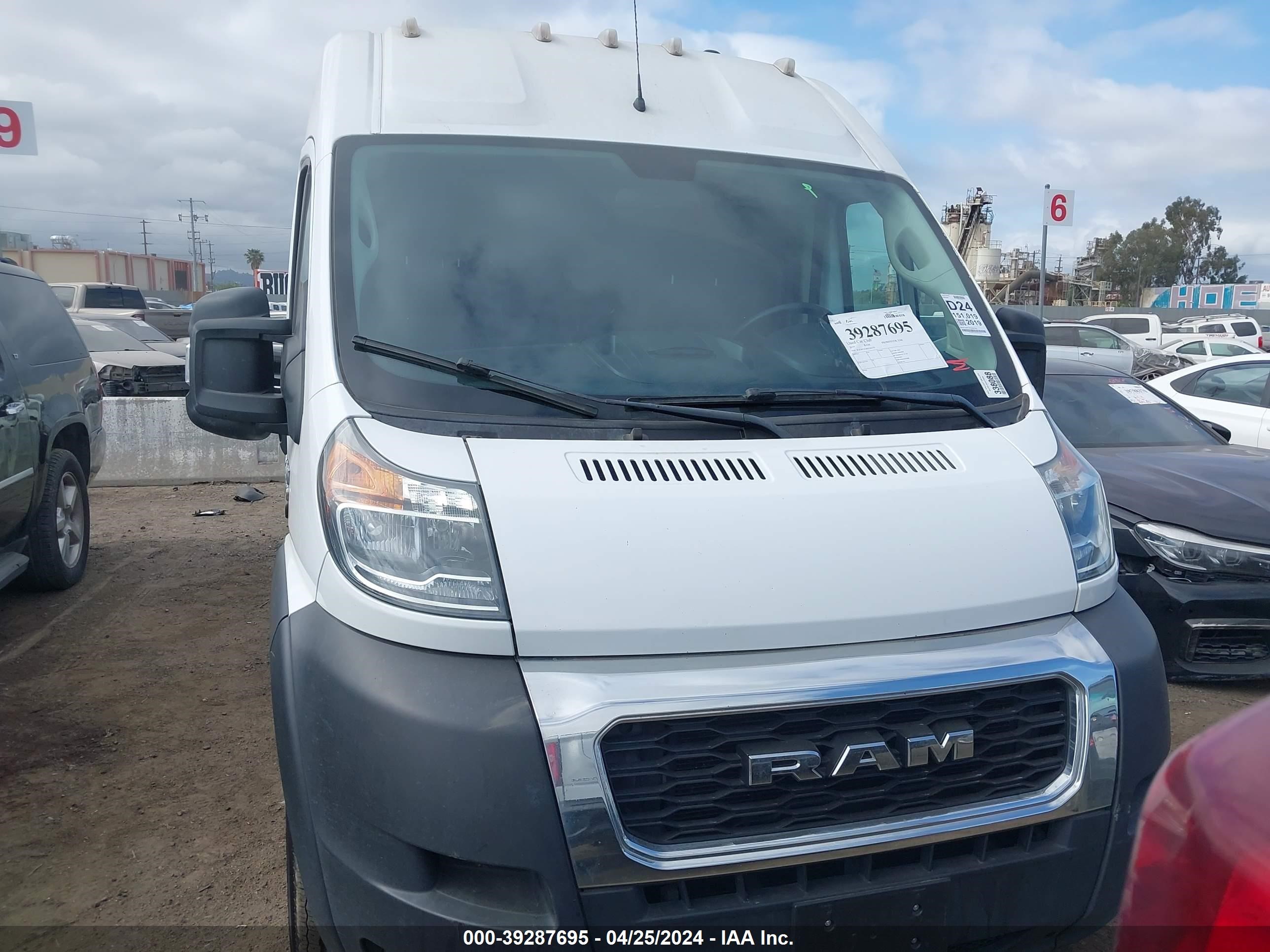 2019 Ram Promaster 3500 Cargo Van High Roof 159 Wb Ext vin: 3C6URVJG6KE565175