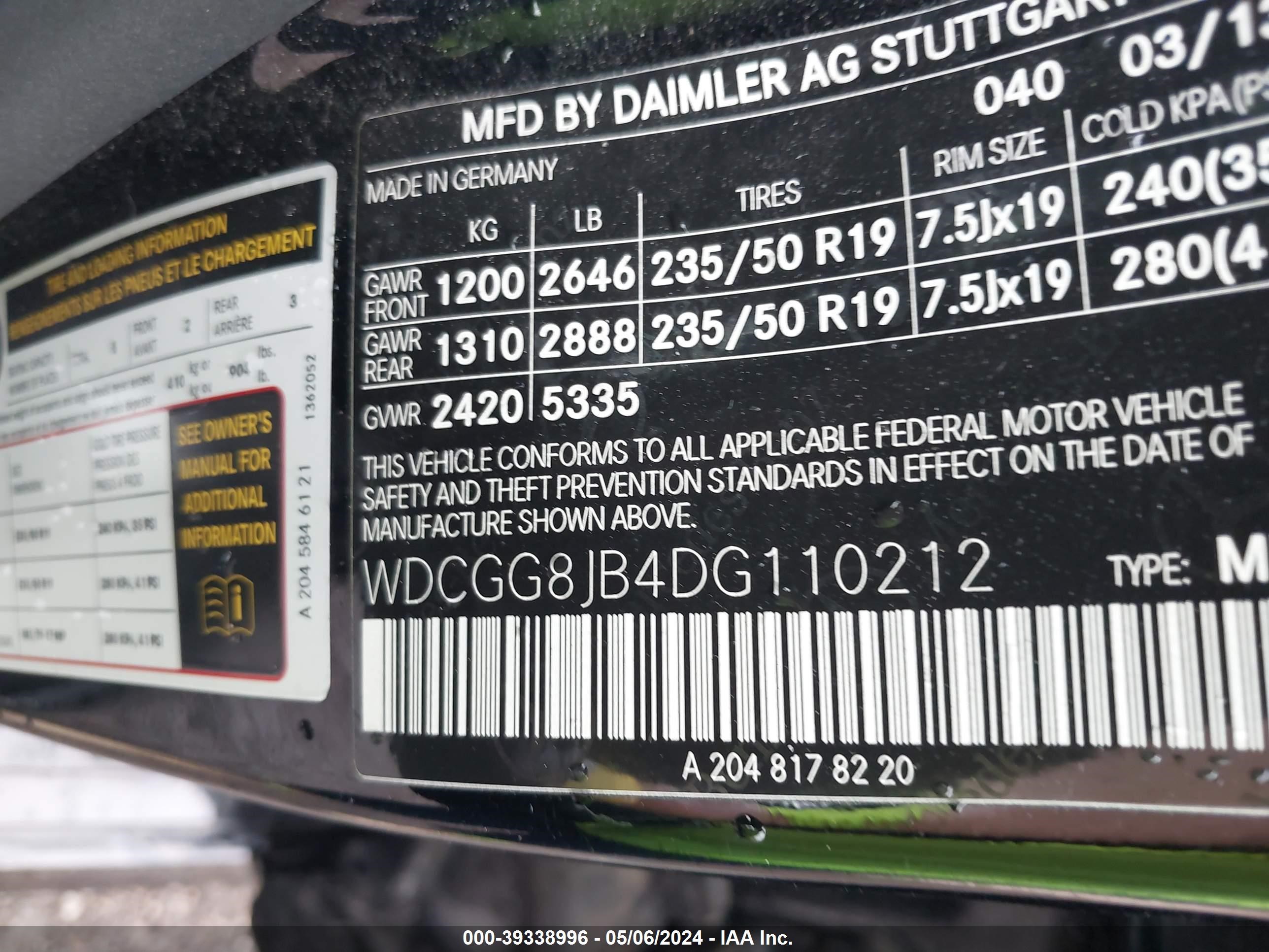 2013 Mercedes-Benz Glk 350 4Matic vin: WDCGG8JB4DG110212