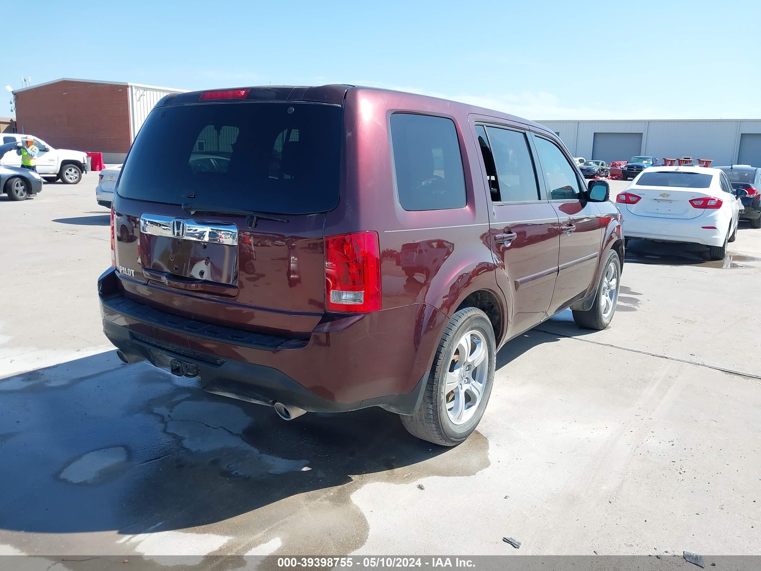 2012 Honda Pilot Ex-L vin: 5FNYF3H59CB028629