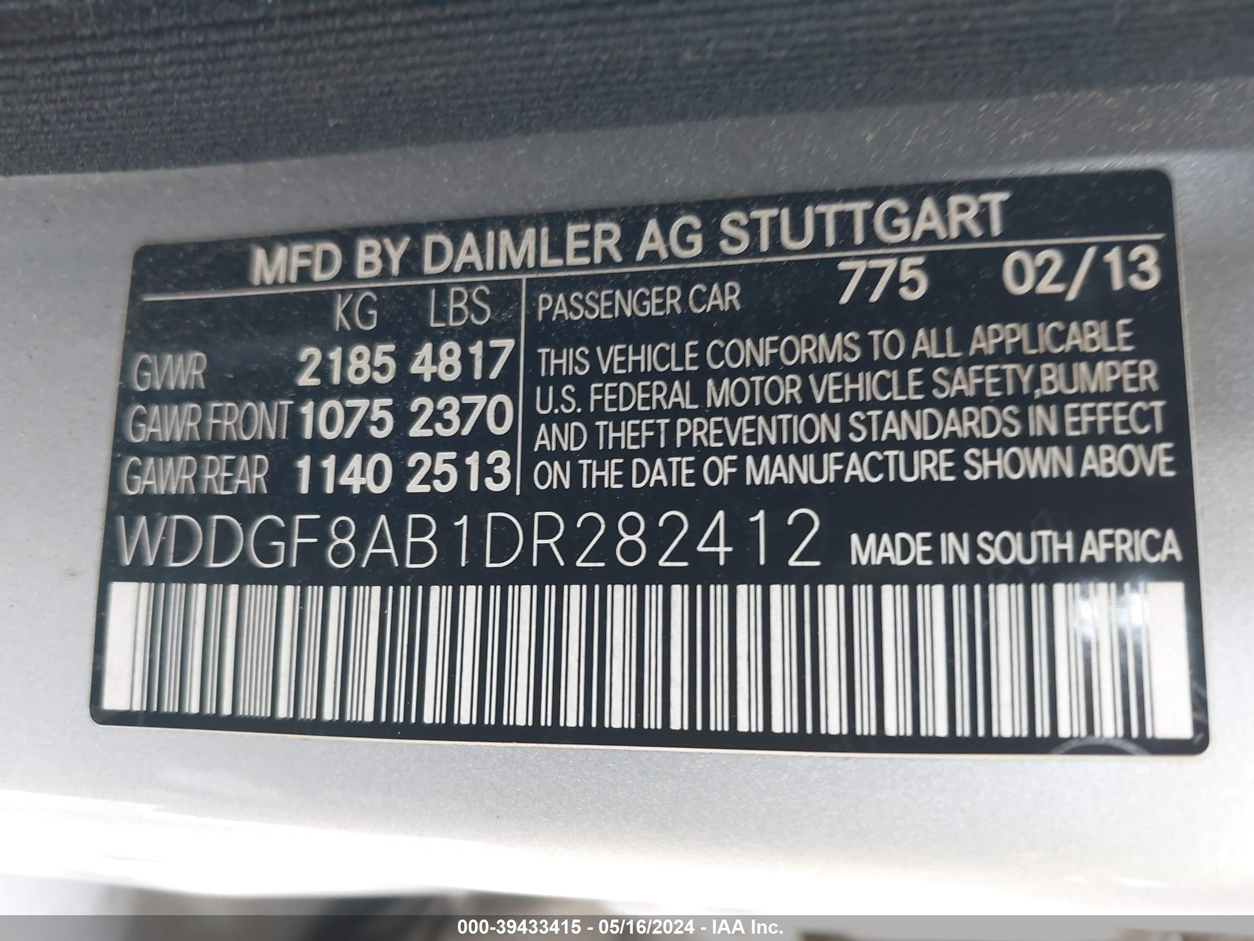 2013 Mercedes-Benz C 300 Luxury 4Matic/Sport 4Matic vin: WDDGF8AB1DR282412