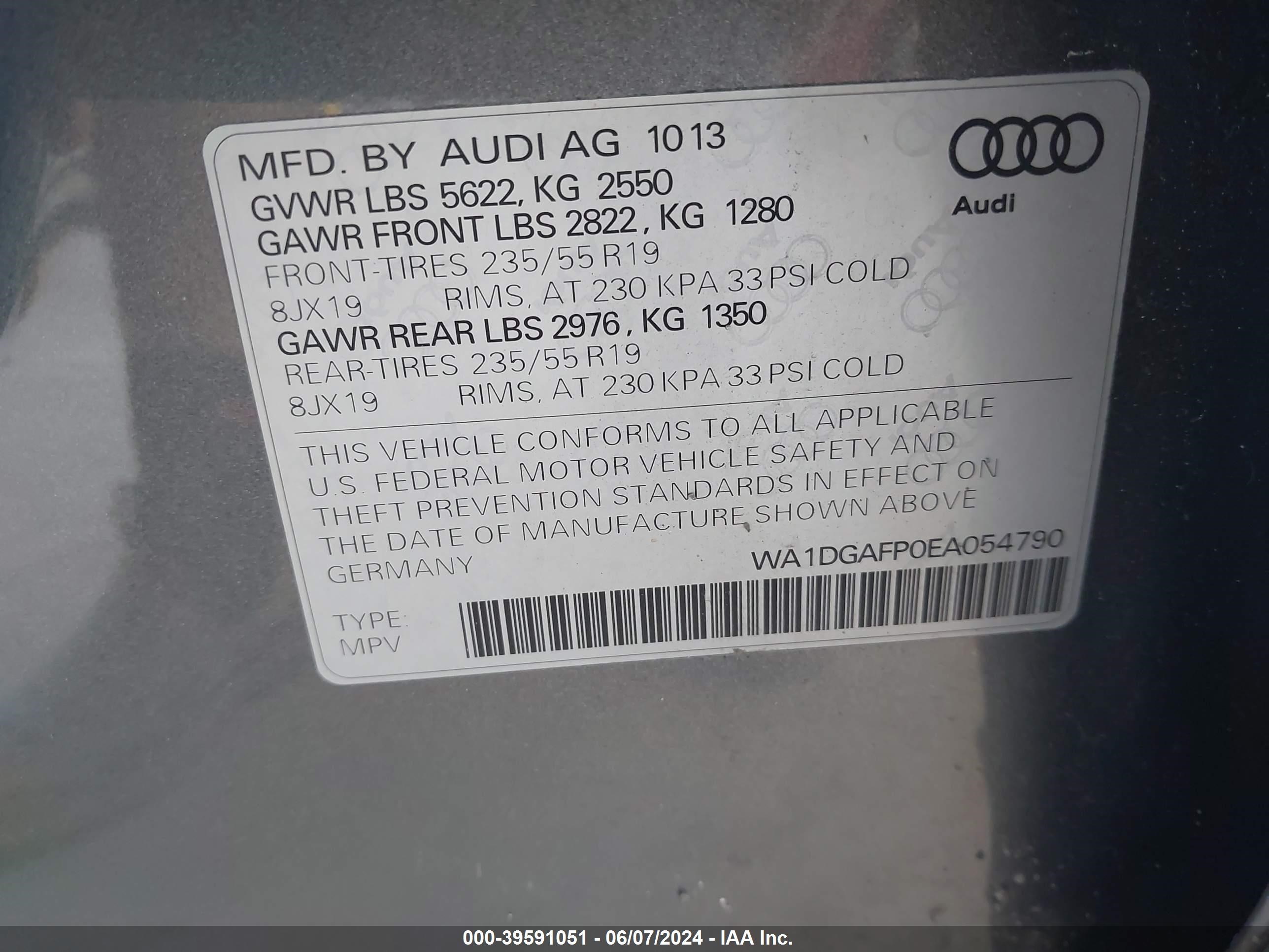 2014 Audi Q5 3.0T Premium Plus vin: WA1DGAFP0EA054790