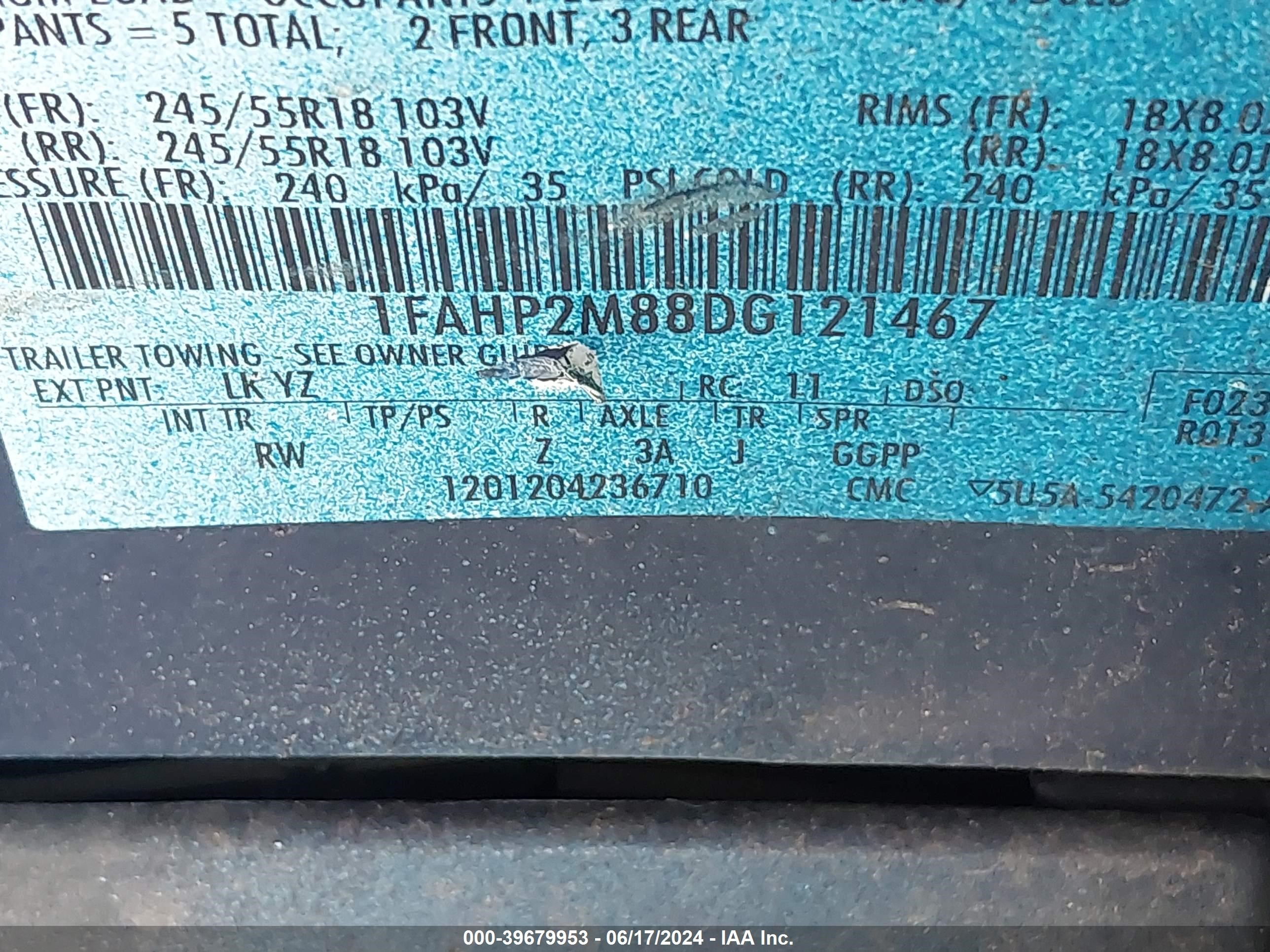 2013 Ford Police Interceptor vin: 1FAHP2M88DG121467