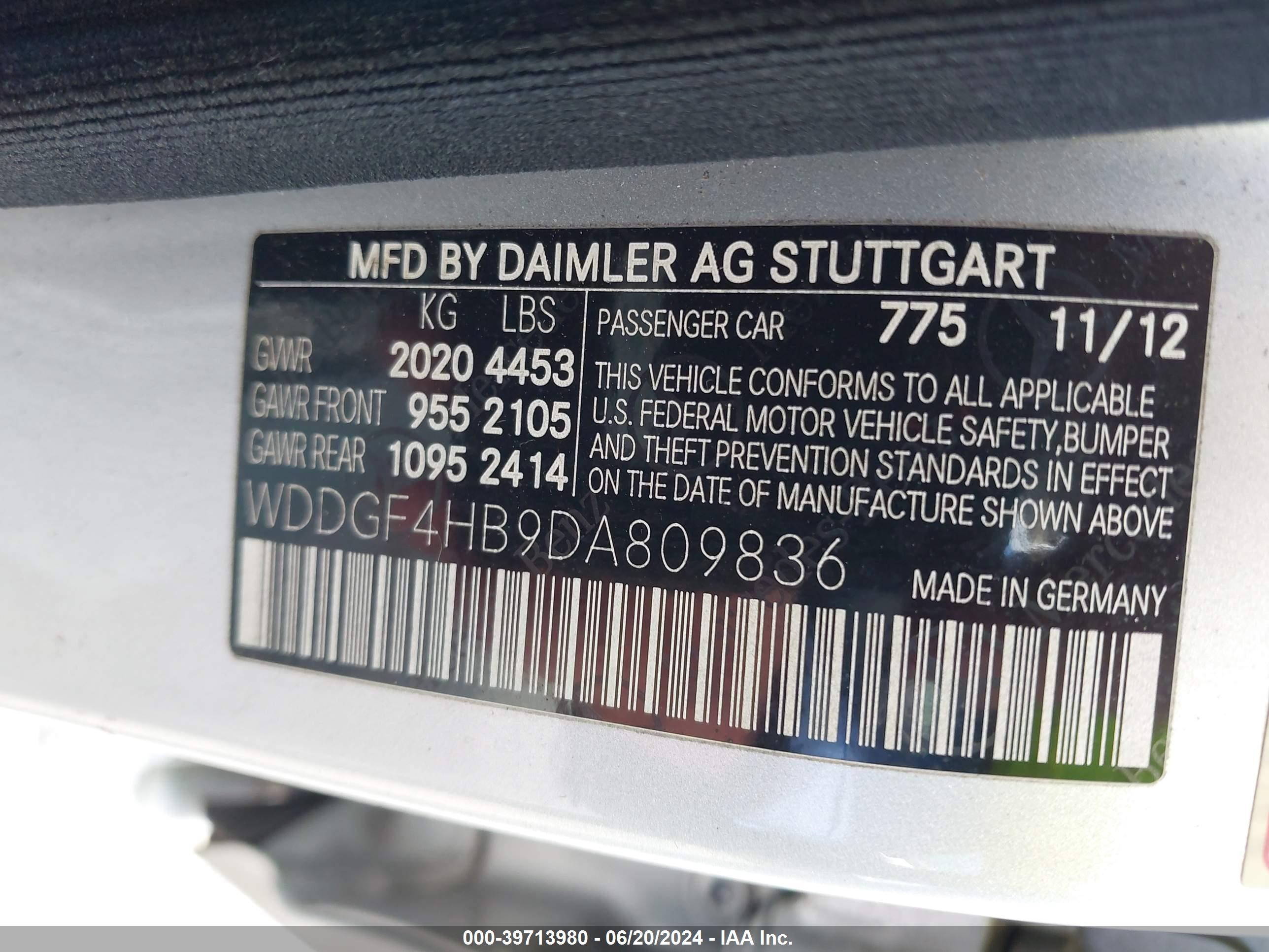 2013 Mercedes-Benz C 250 Luxury/Sport vin: WDDGF4HB9DA809836