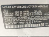 BMW X3 SDRIVE30I 5UXTY3C07M9H75353 снимка
