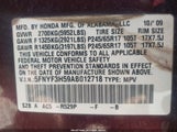 HONDA PILOT EX-L 5FNYF3H59AB012718 снимка