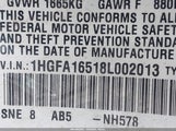 Honda Civic Lx 1HGFA16518L002013 снимка