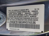 Honda Civic Lx 2HGES16654H516536 снимка