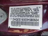 Honda Civic Lx 2HGES16503H580604 снимка