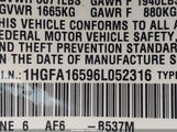 Honda Civic Lx 1HGFA16596L052316 снимка
