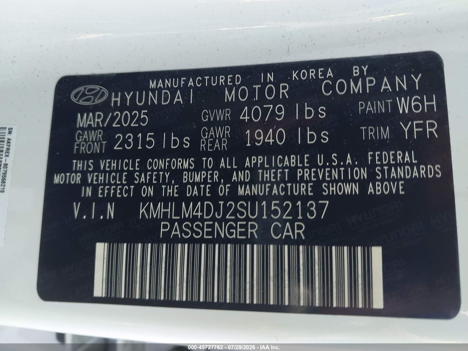 2025 Hyundai Elantra Hybrid, auction photo 9