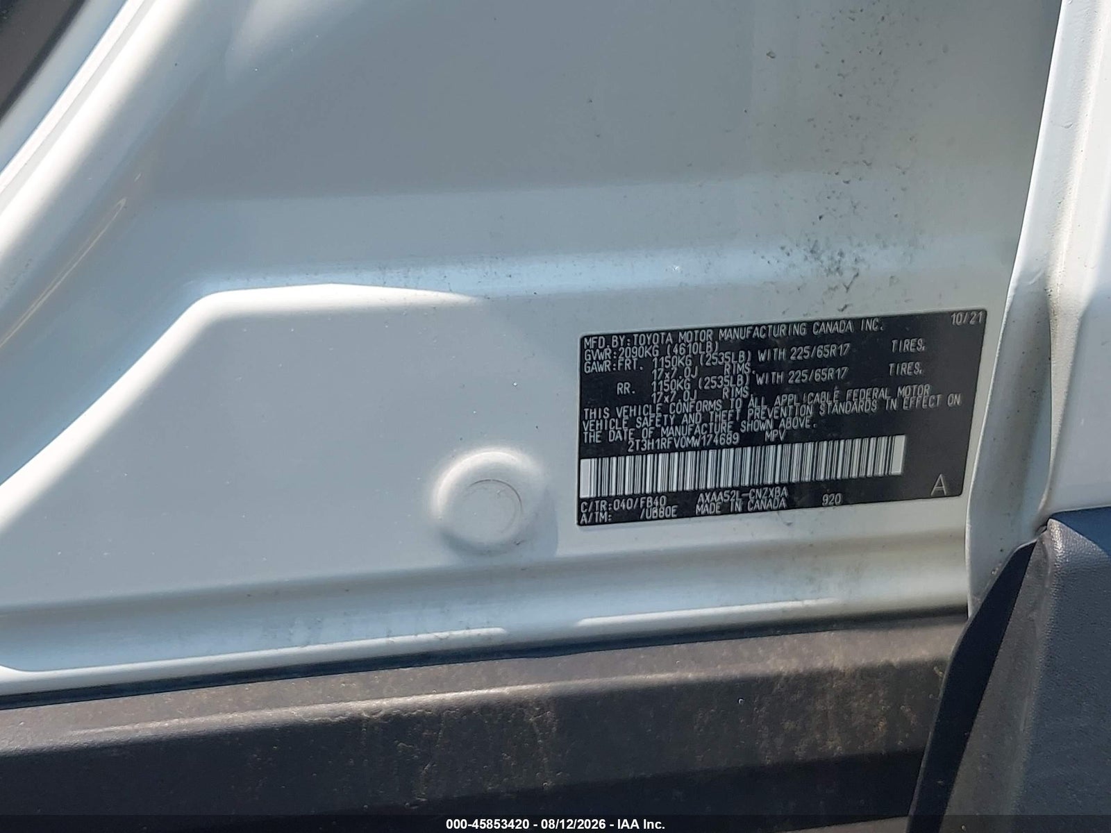 2021 Toyota RAV4, auction photo 9