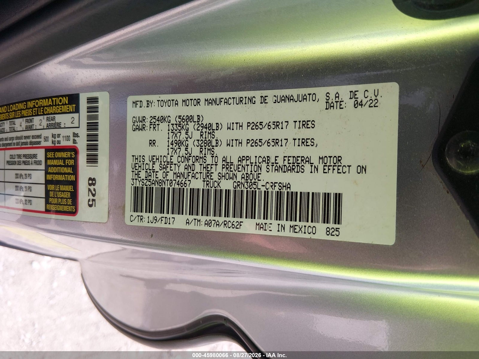 2022 Toyota Tacoma, auction photo 9
