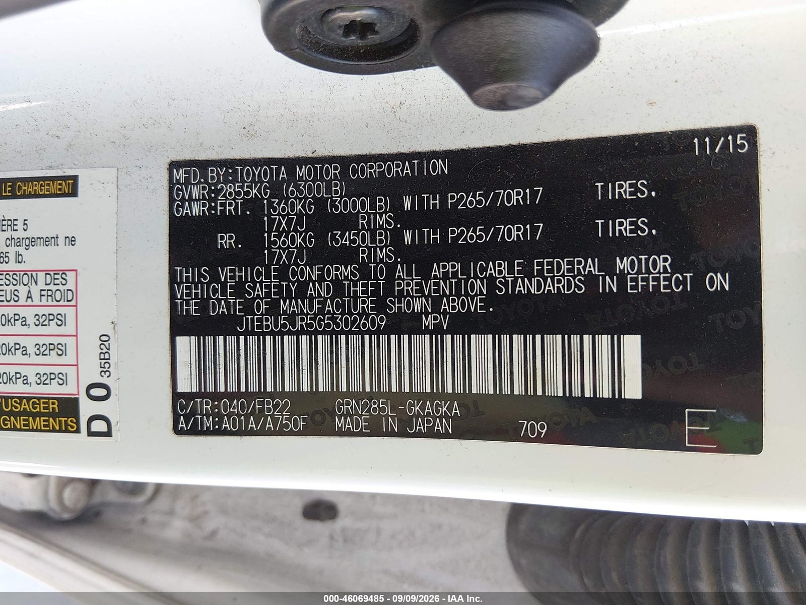 2016 Toyota 4Runner, auction photo 9