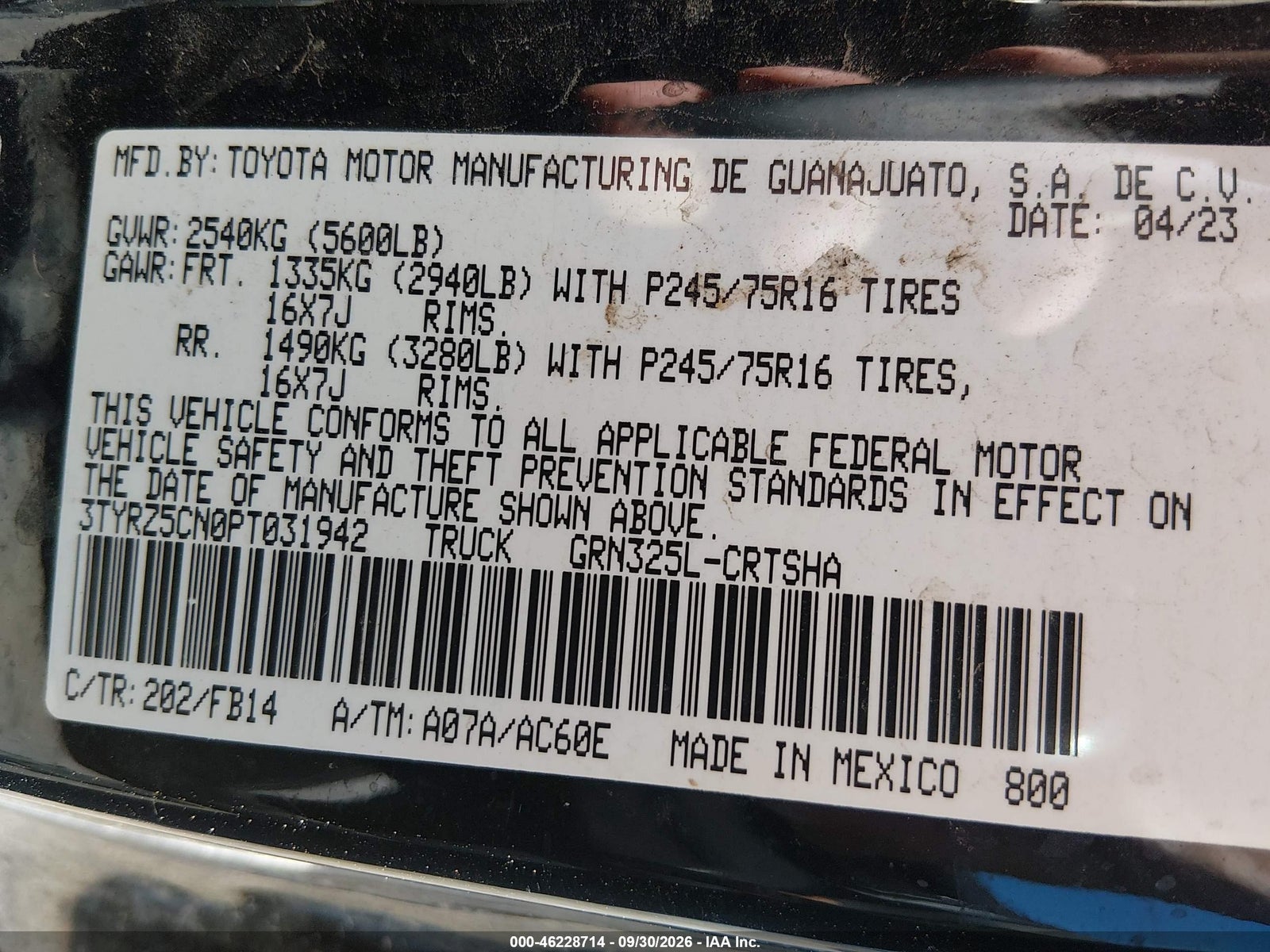 2023 Toyota Tacoma, auction photo 9