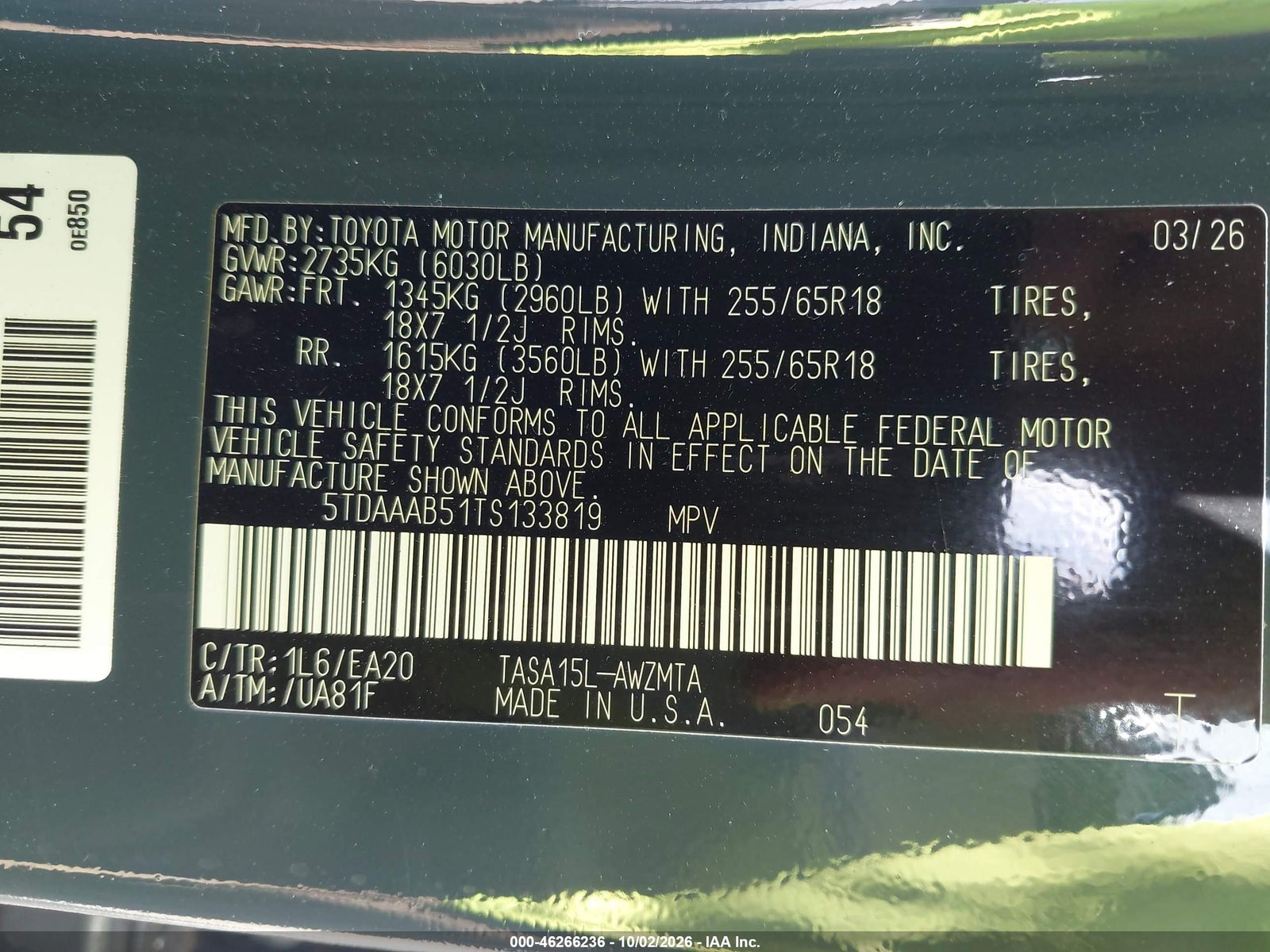 2026 Toyota Grand Highlander, auction photo 9