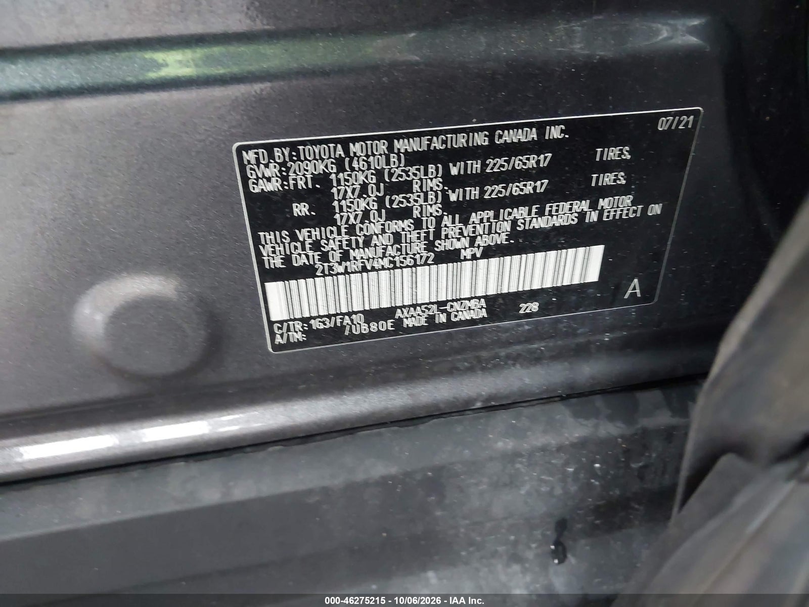 2021 Toyota RAV4, auction photo 9