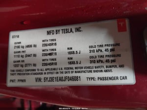 2018 TESLA MODEL 3 LONG RANGE/MID RANGE
