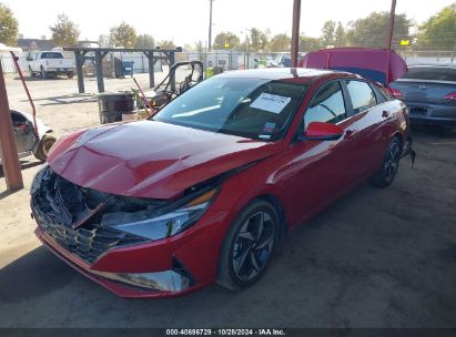 2022 HYUNDAI ELANTRA HYBRID LIMITED Red  Hybrid KMHLN4AJ6NU013909 photo #3